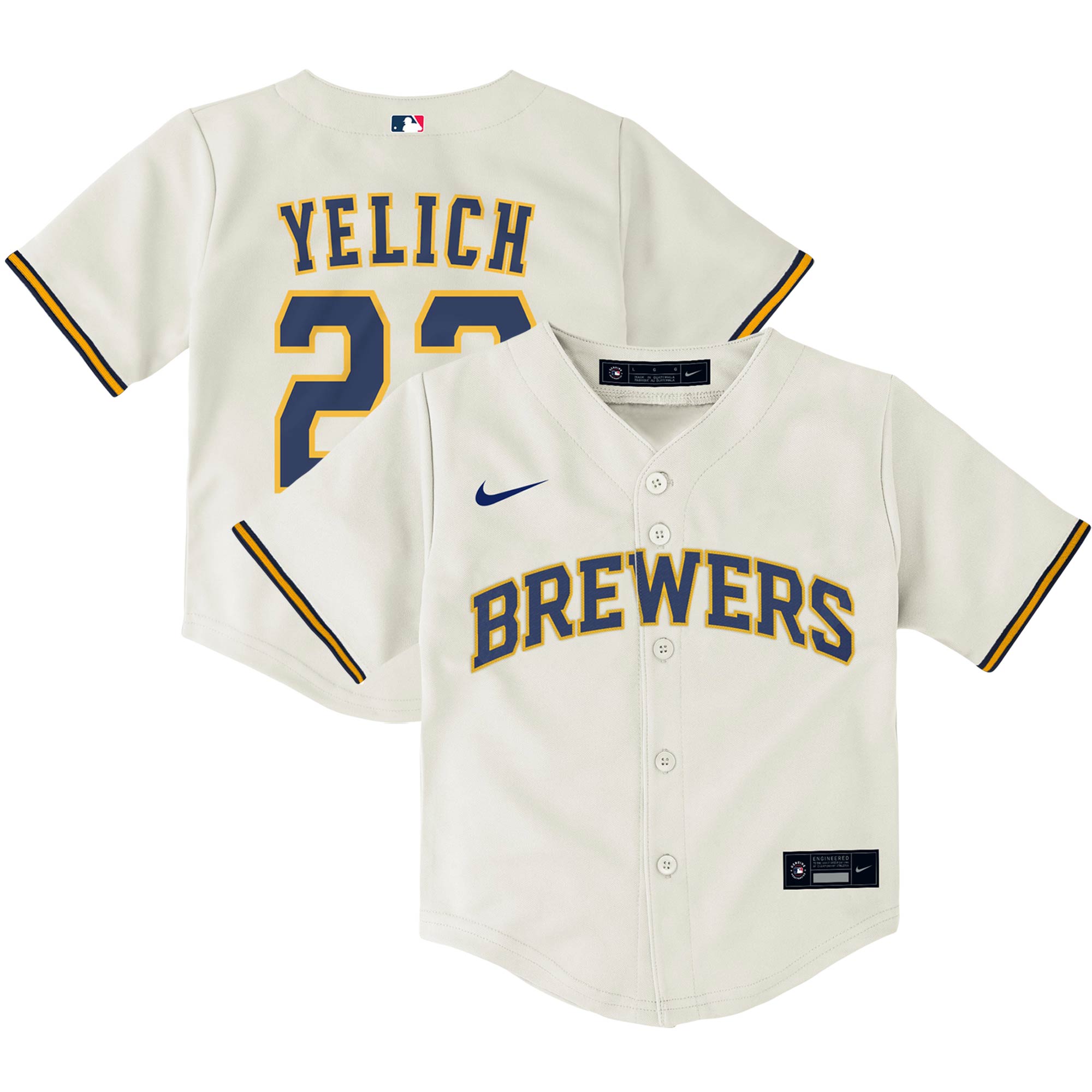 Christian Yelich Milwaukee Brewers  Toddler Home Replica Player Jersey - Cream