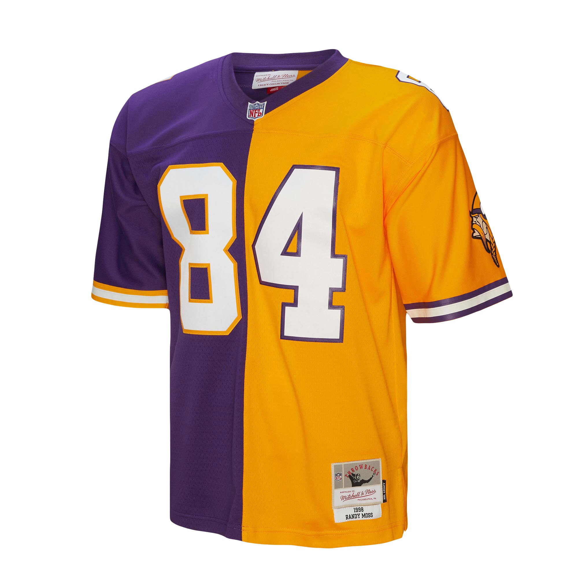 Randy Moss Minnesota Vikings Mitchell & Ness 1998 Split Legacy Replica Jersey - Purple\/Gold