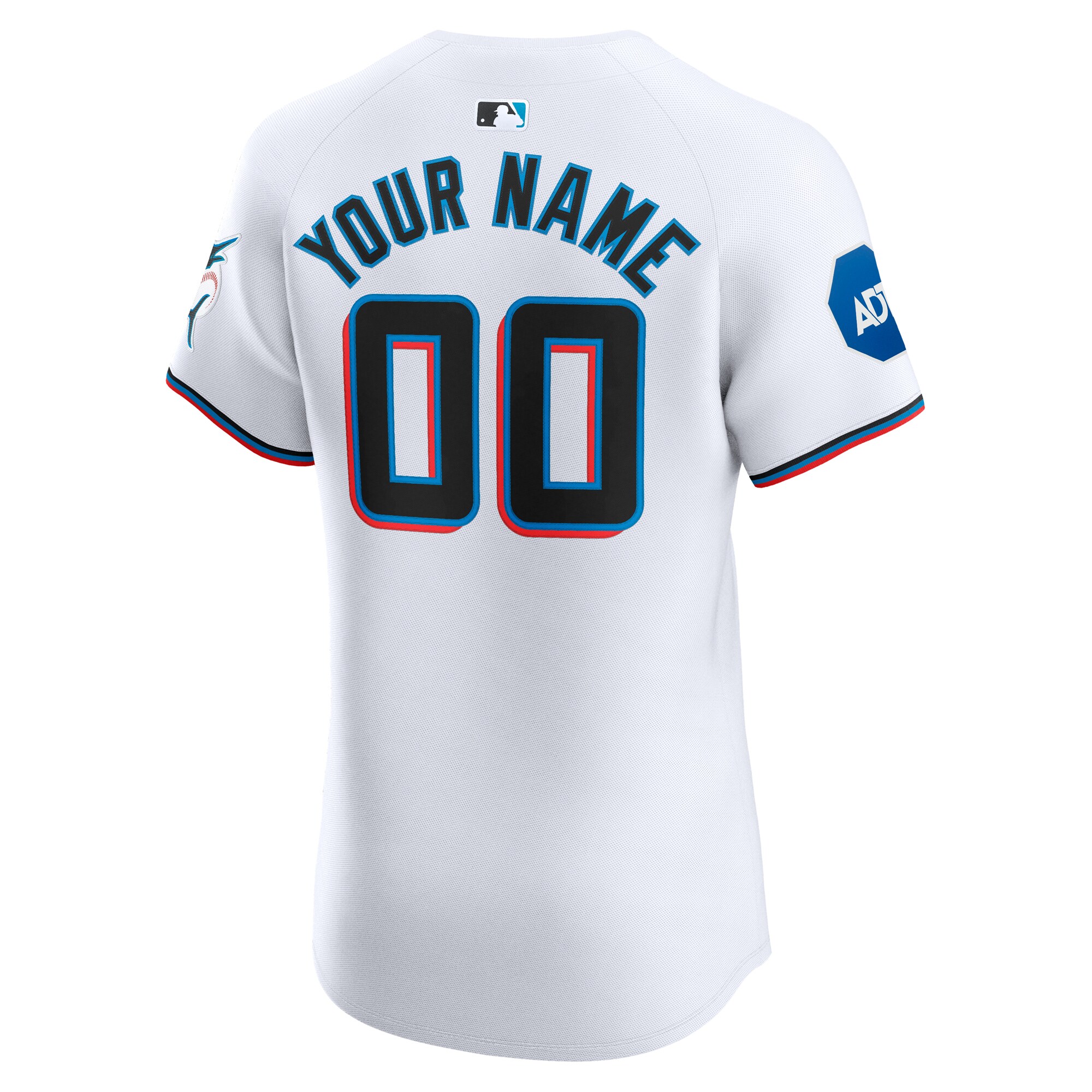Miami Marlins  Home Elite Custom Patch Jersey - White