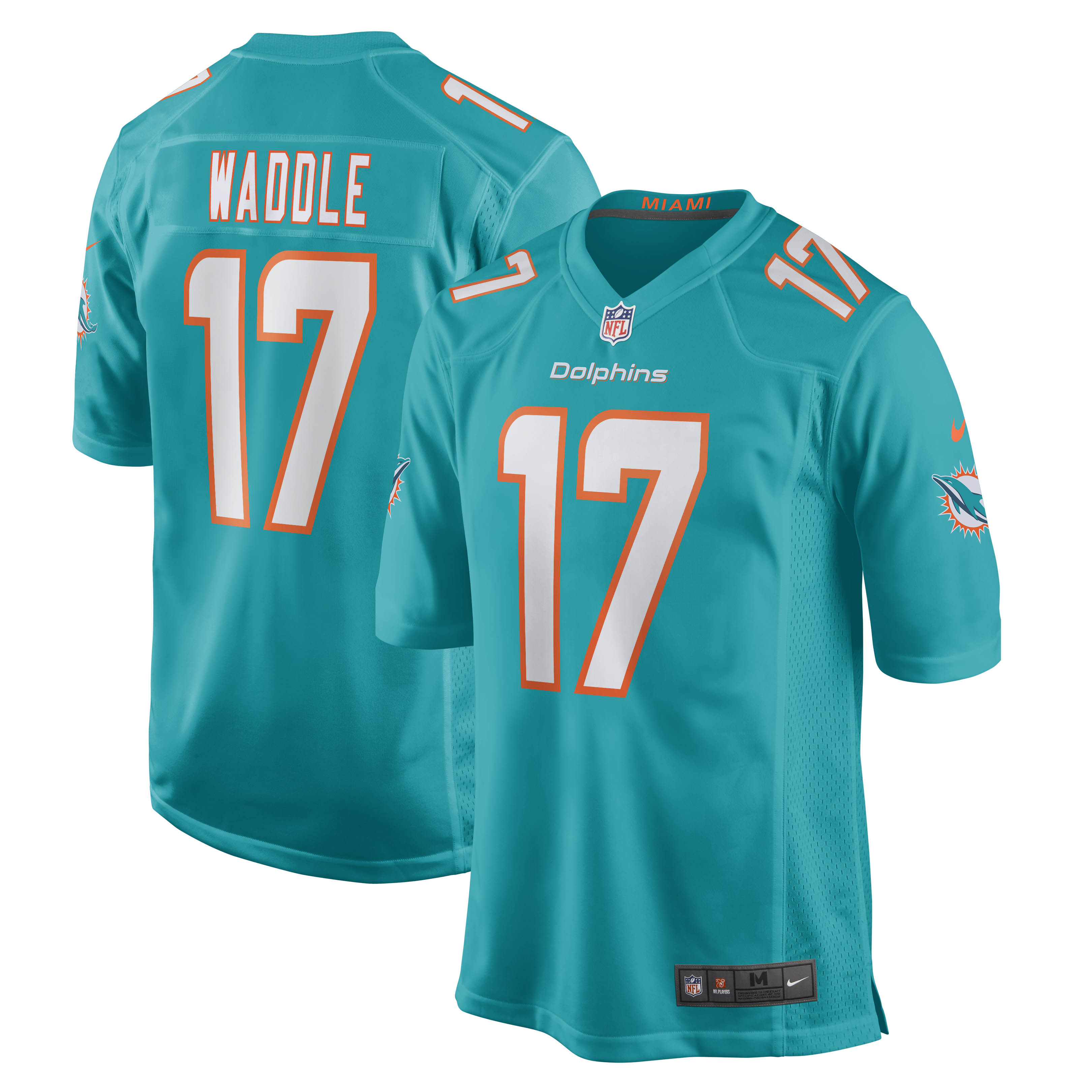 Jaylen Waddle Miami Dolphins  Game Player Jersey - Aqua