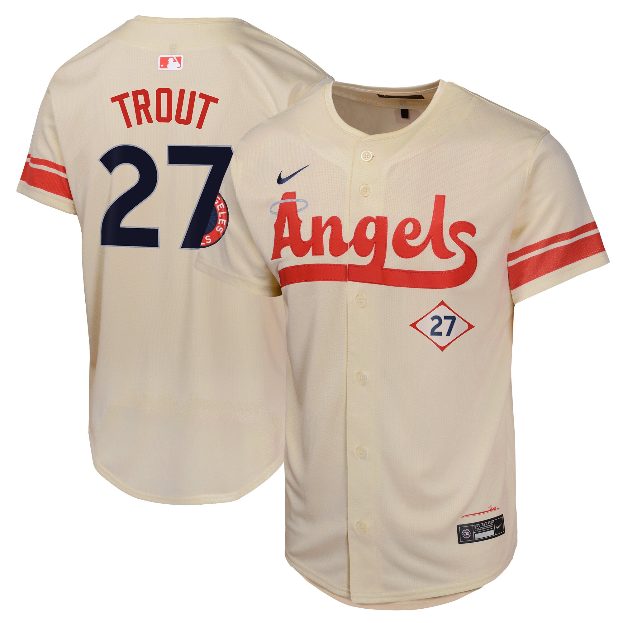 Mike Trout Los Angeles Angels  Youth City Connect Limited Player Jersey - Cream