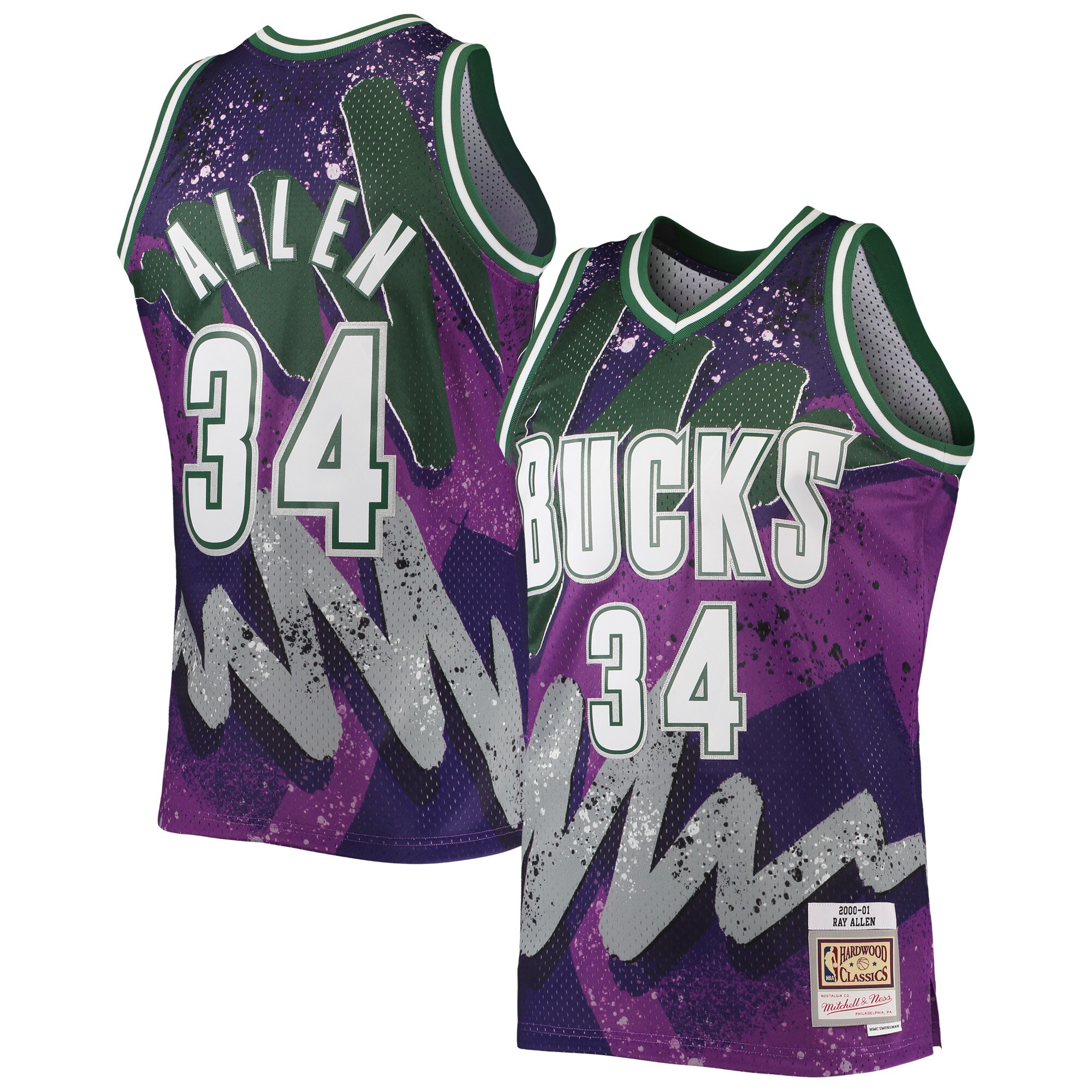 Ray Allen Milwaukee Bucks Mitchell & Ness Hardwood Classics 2000\/01 Hyper Hoops Swingman Jersey - Purple