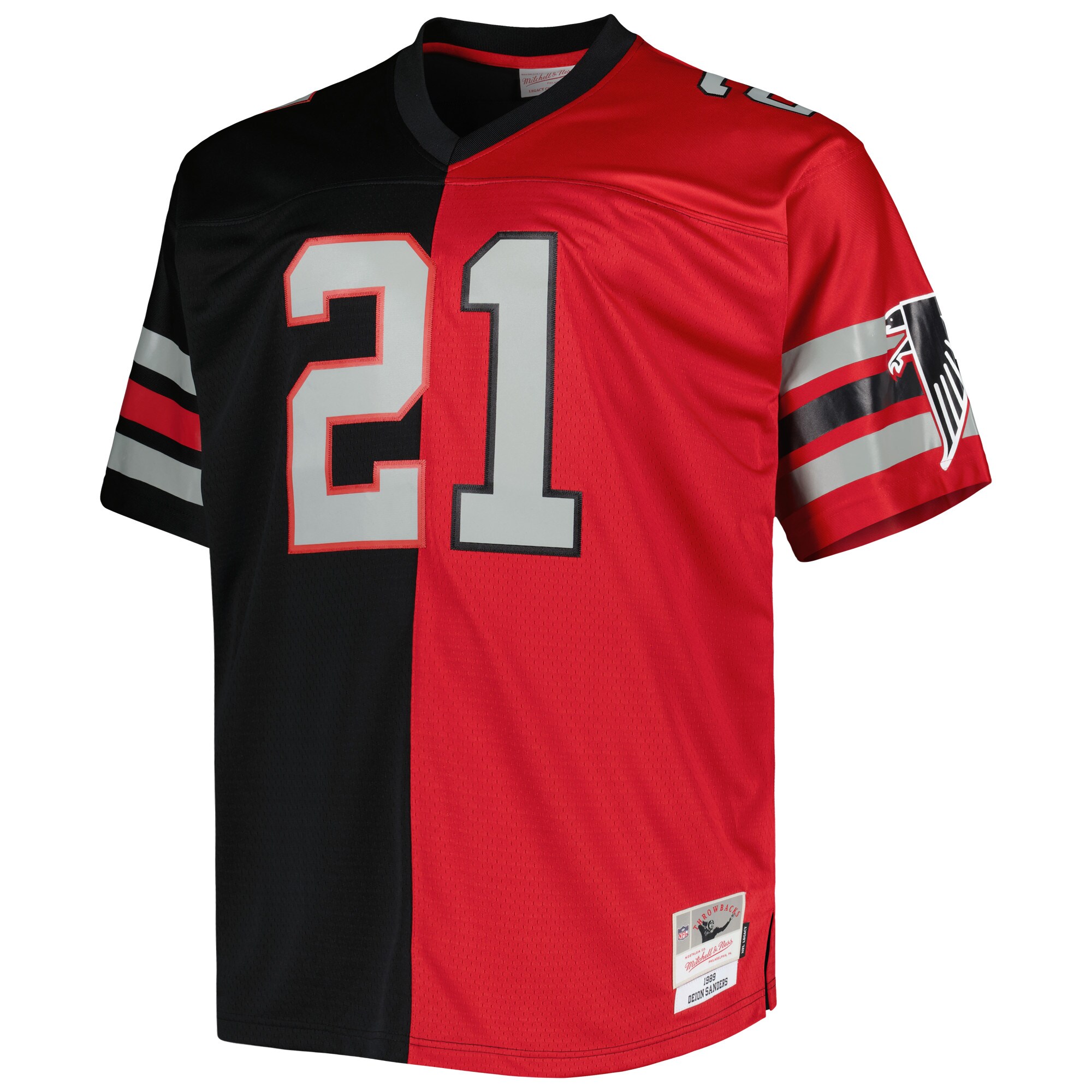 Deion Sanders Atlanta Falcons Mitchell & Ness Big & Tall Split Legacy Retired Player Replica Jersey - Black\/Red