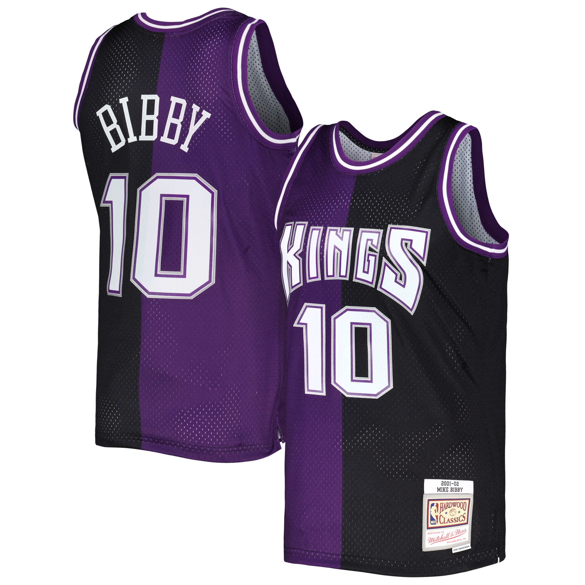 Mike Bibby Sacramento Kings Mitchell & Ness Hardwood Classics 2001\/02 Split Swingman Jersey - Purple\/Black