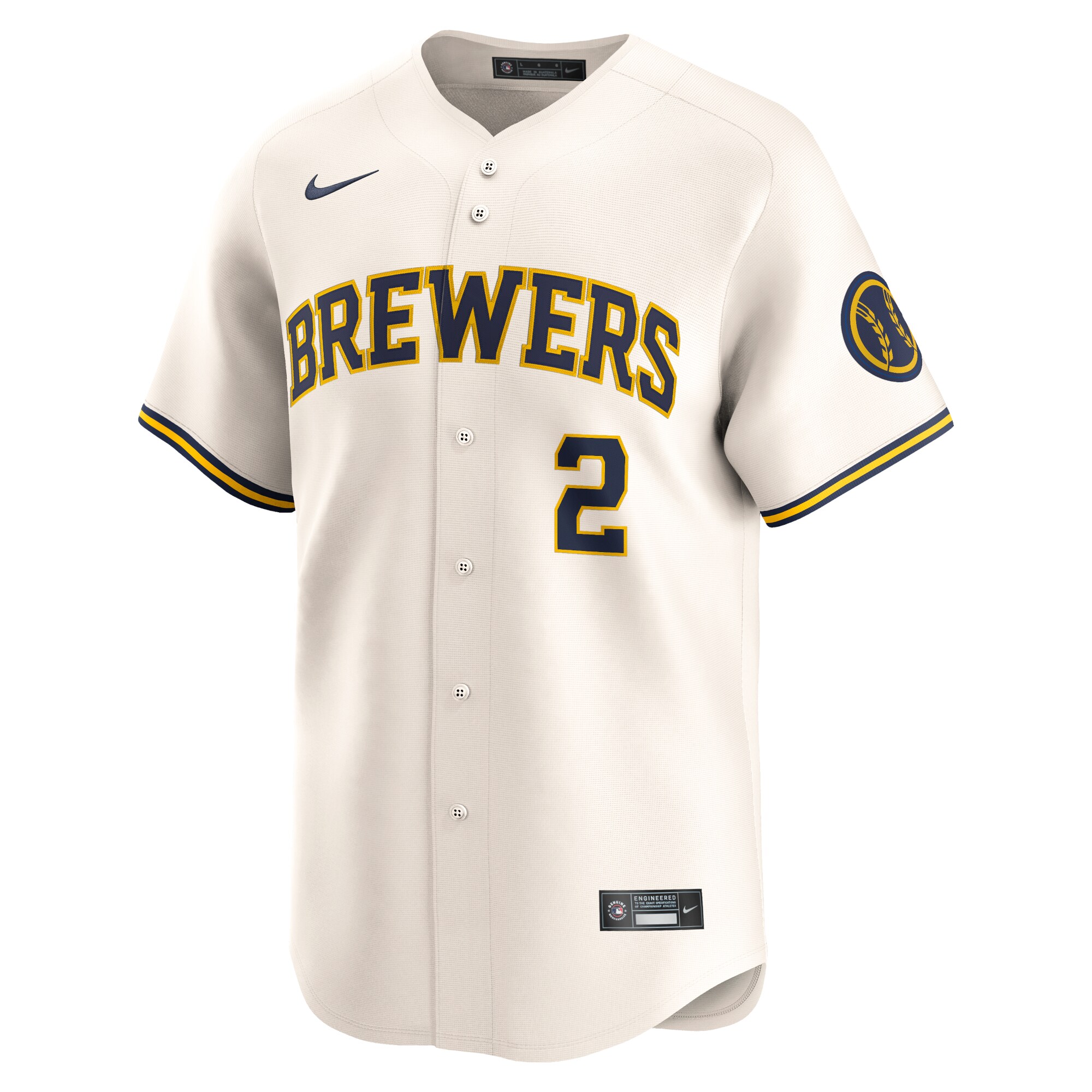 Brice Turang Milwaukee Brewers  Home Limited Player Jersey - Cream