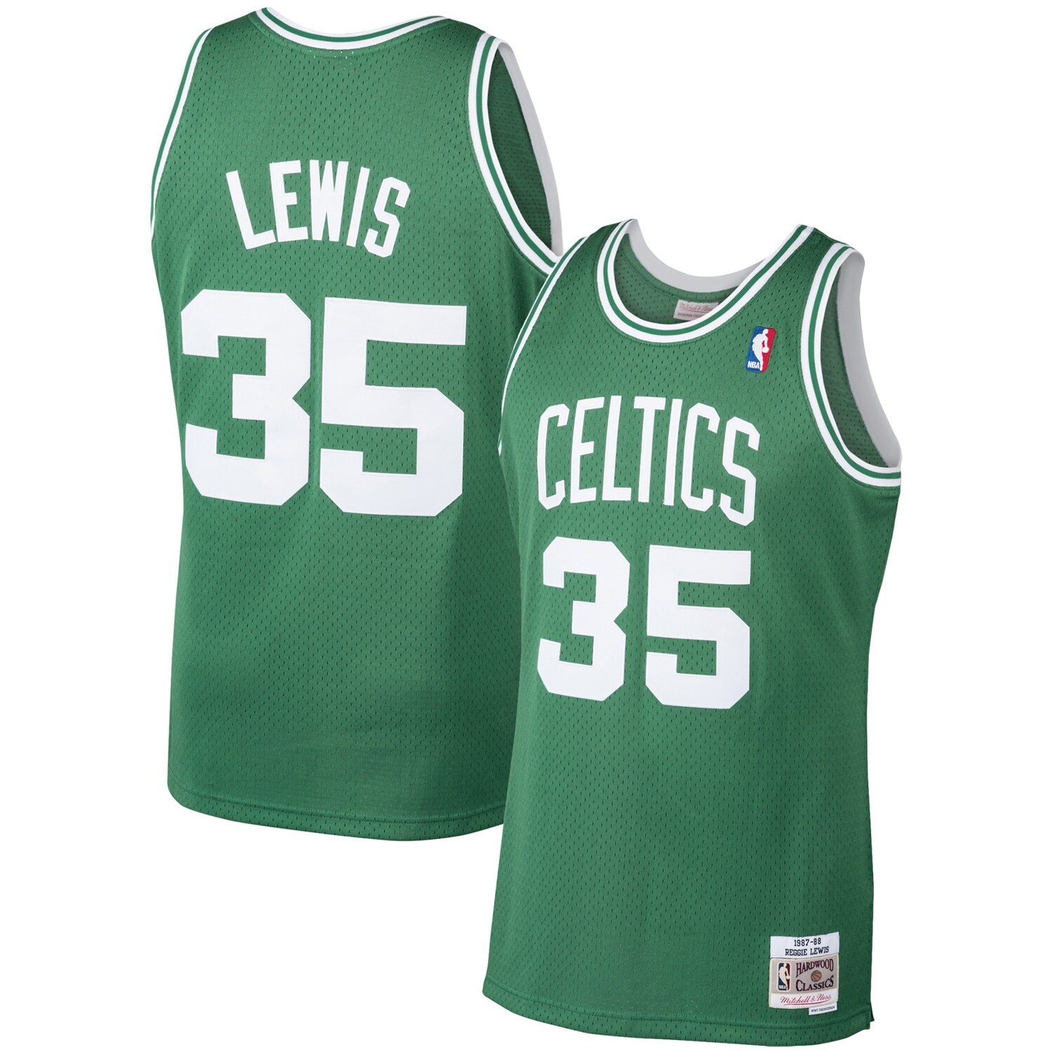 Reggie Lewis Boston Celtics Mitchell & Ness 1987\/88 Hardwood Classics Swingman Jersey - Kelly Green