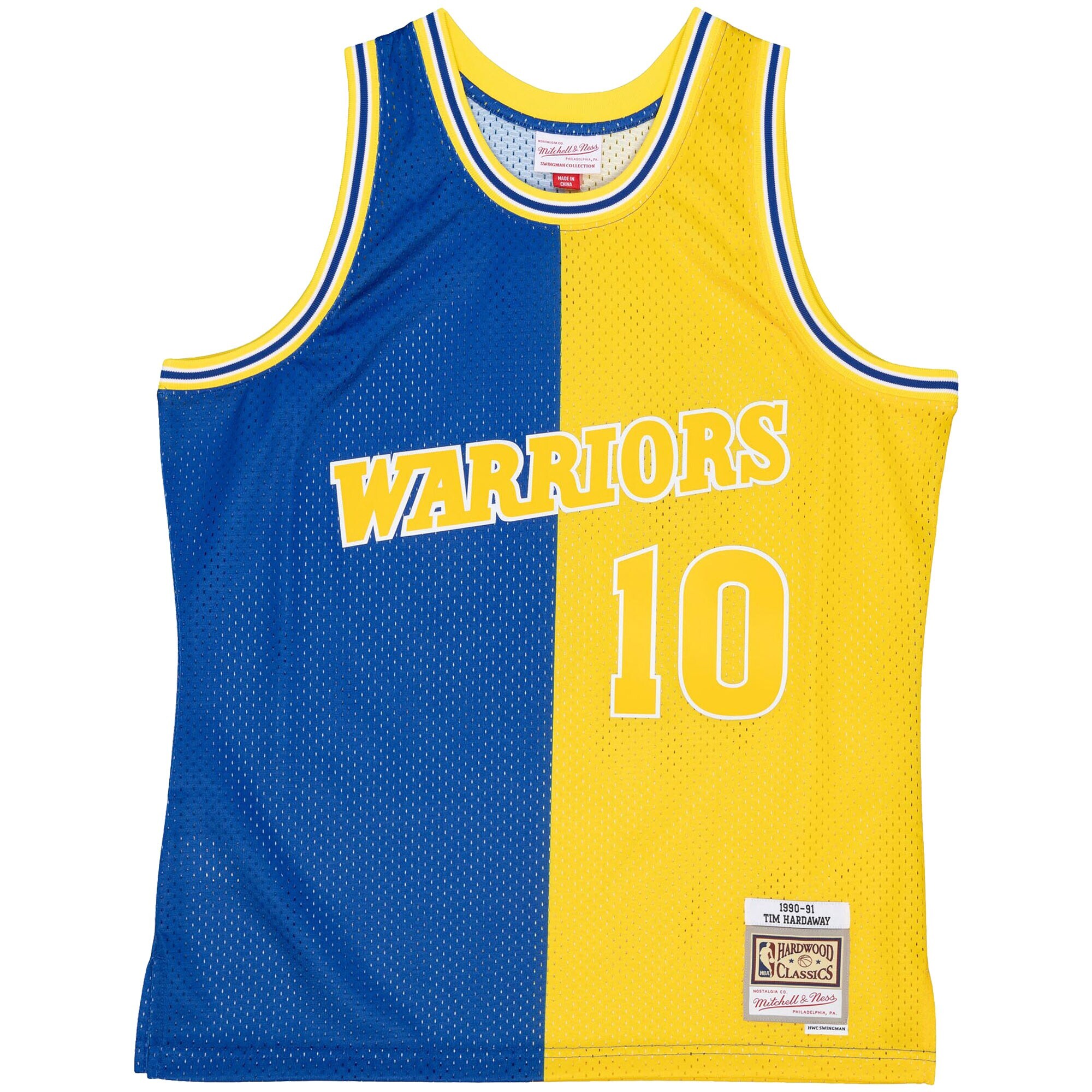 Tim Hardaway Golden State Warriors Mitchell & Ness Hardwood Classics 1990\/91 Split Swingman Jersey - Royal\/Gold