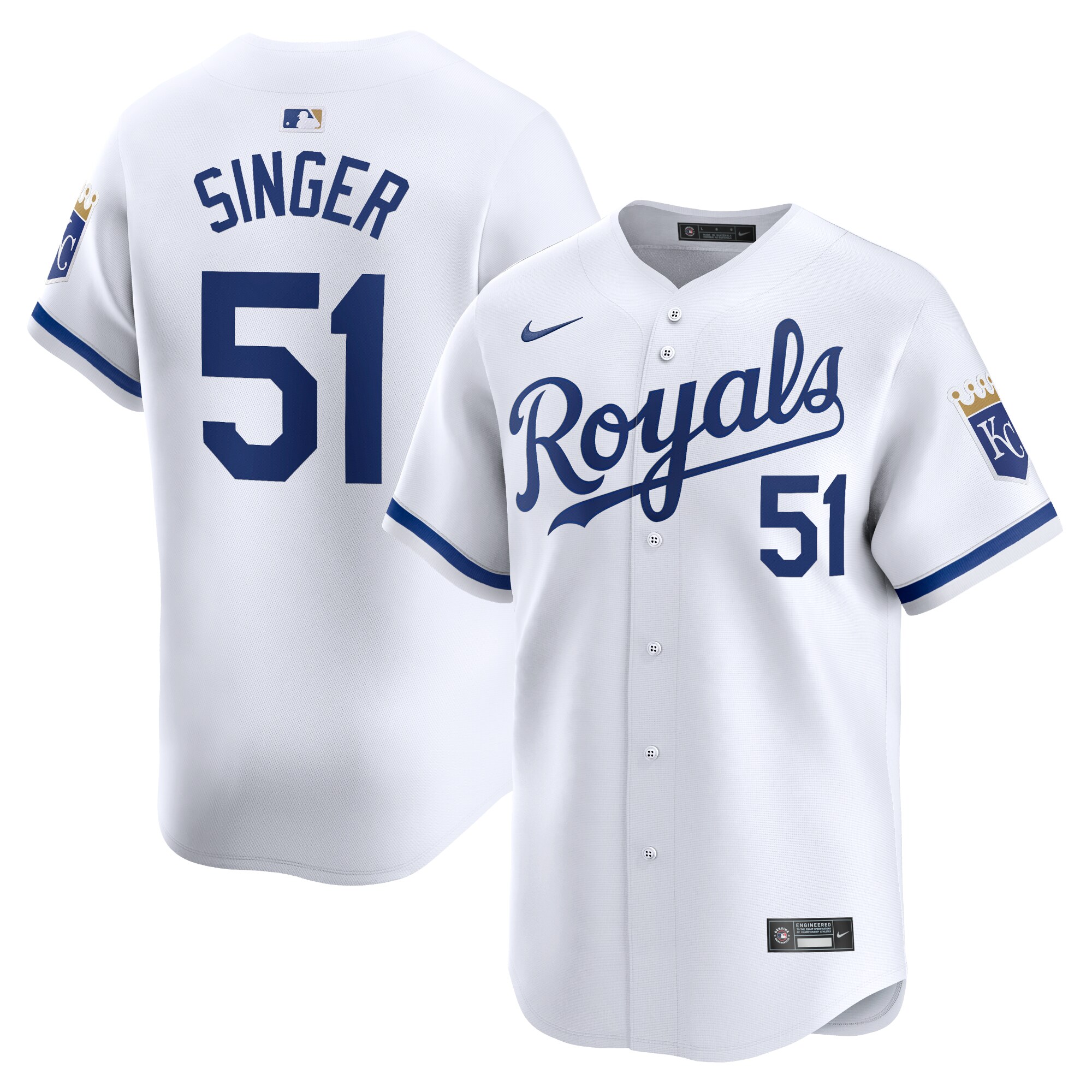 Brady Singer Kansas City Royals  Home Limited Player Jersey - White