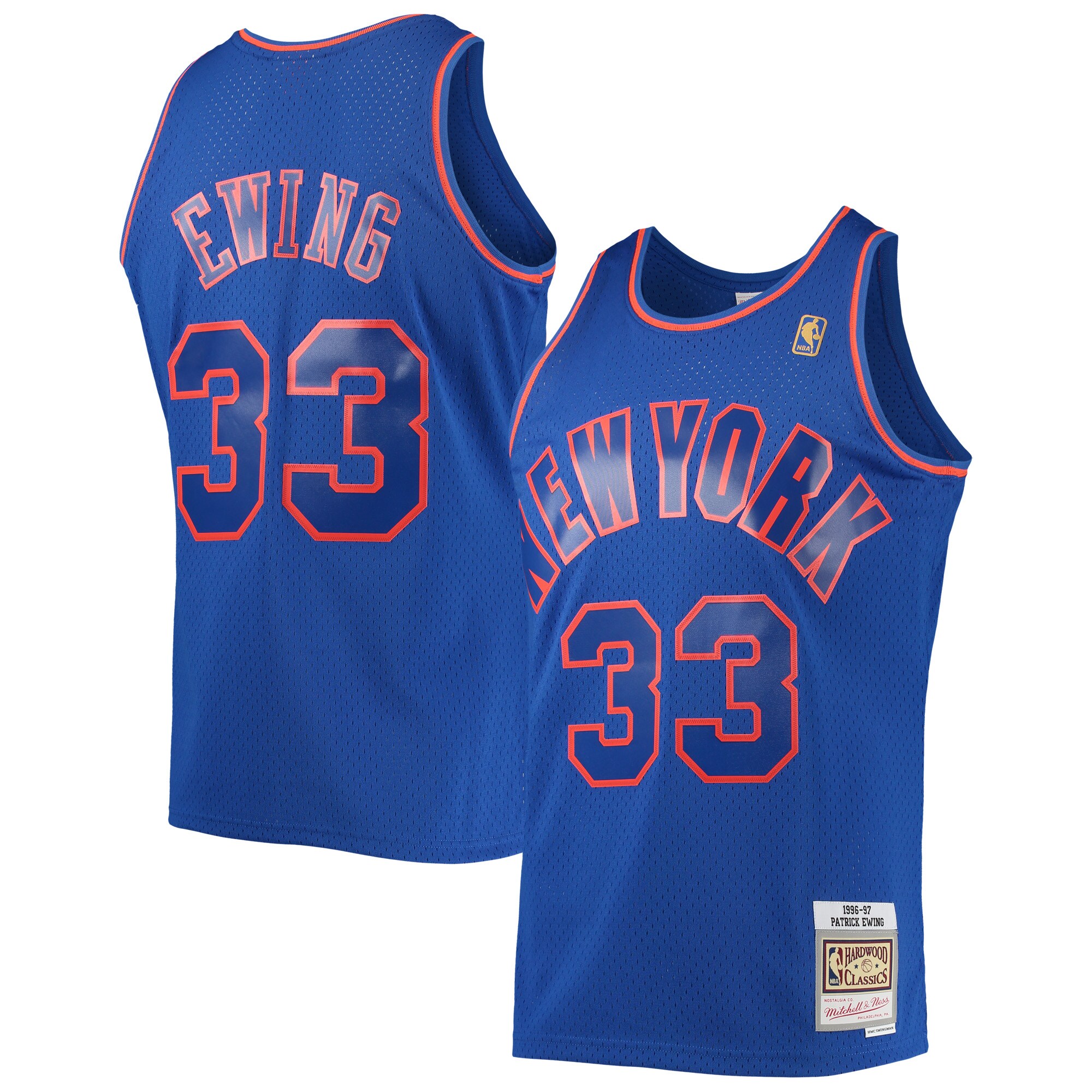 Patrick Ewing New York Knicks Mitchell & Ness 1996\/97 Hardwood Classics Swingman Jersey - Blue