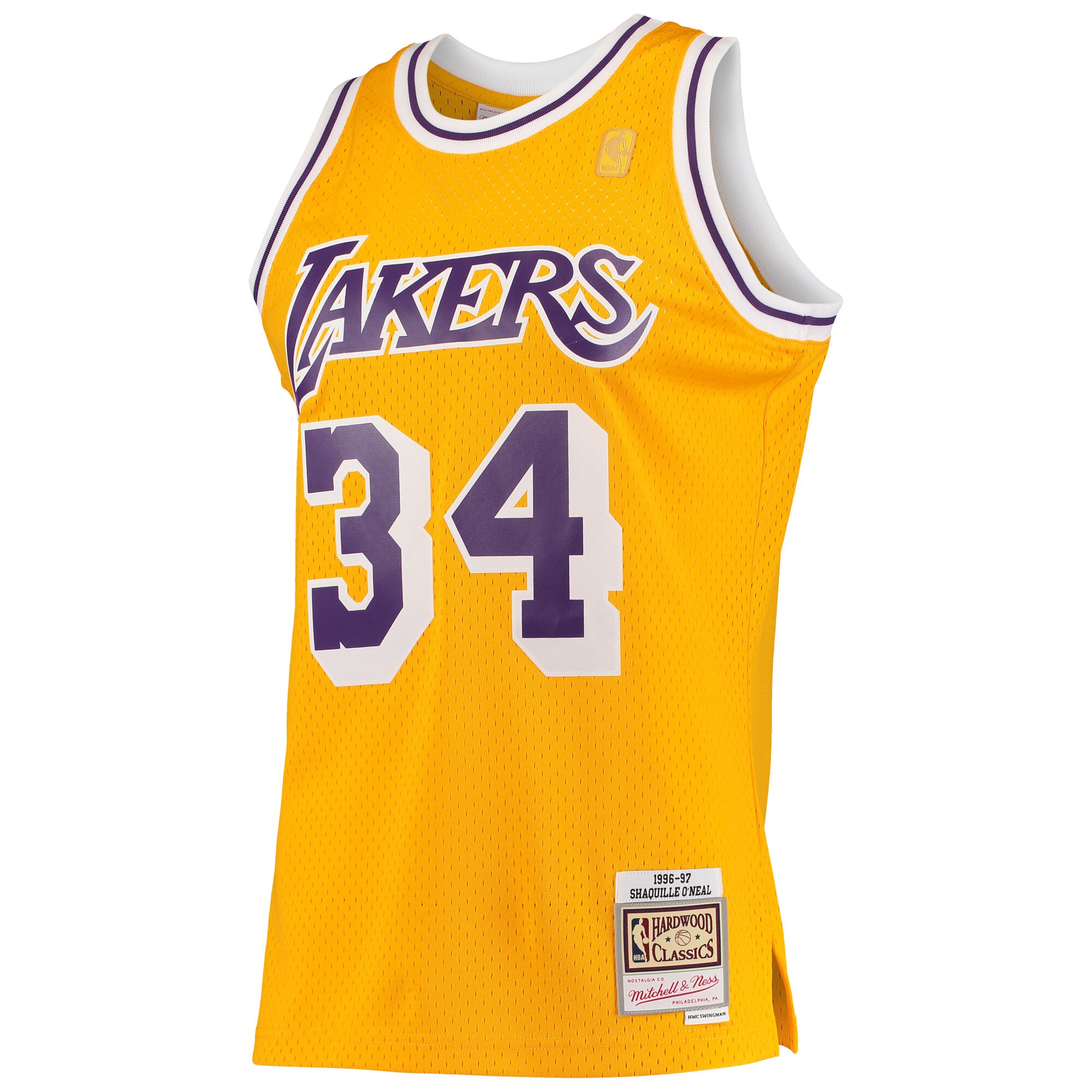 Shaquille O'Neal Los Angeles Lakers Mitchell & Ness 1996\/97 Hardwood Classics Swingman Jersey - Gold