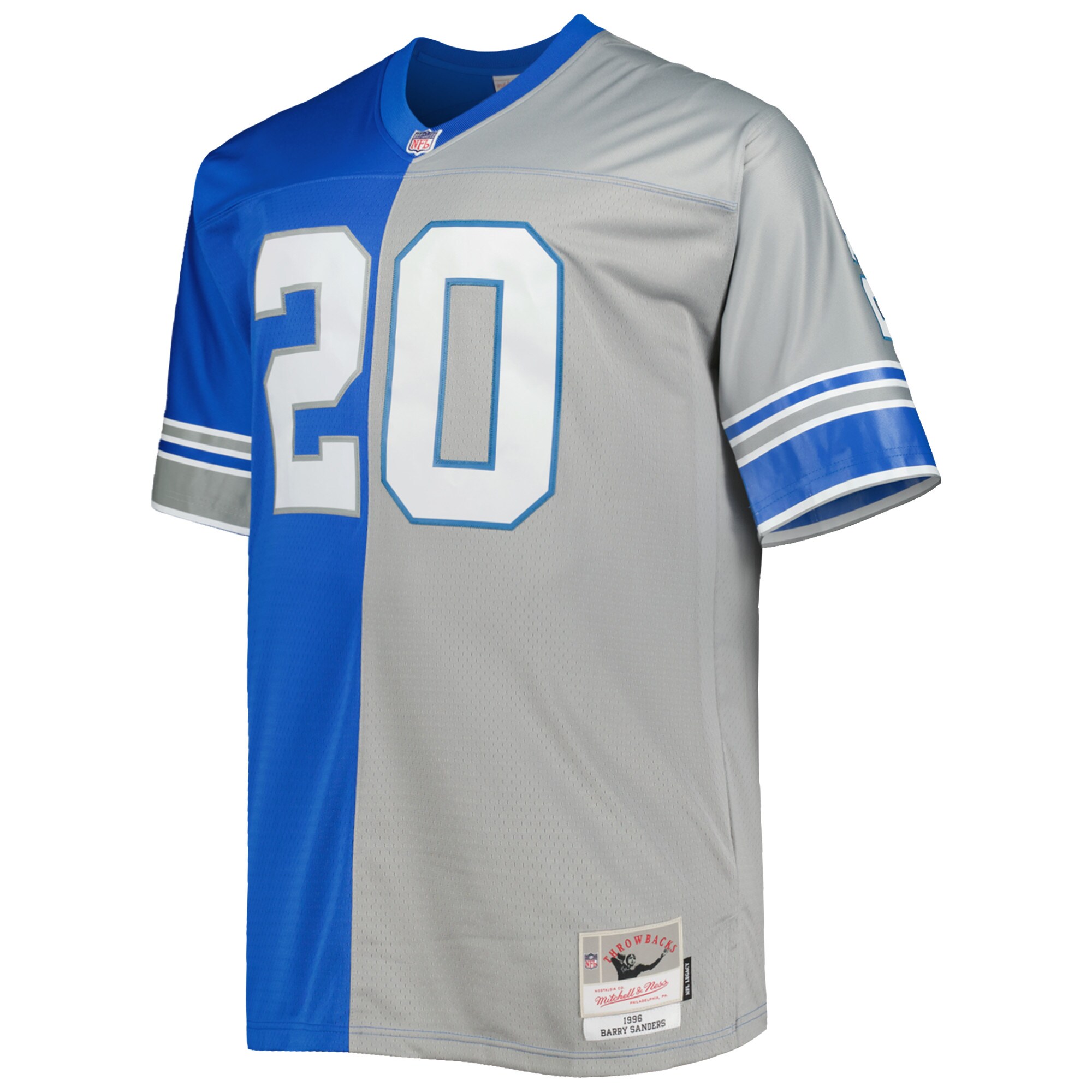 Barry Sanders Detroit Lions Mitchell & Ness Big & Tall Split Legacy Retired Player Replica Jersey - Blue\/Silver