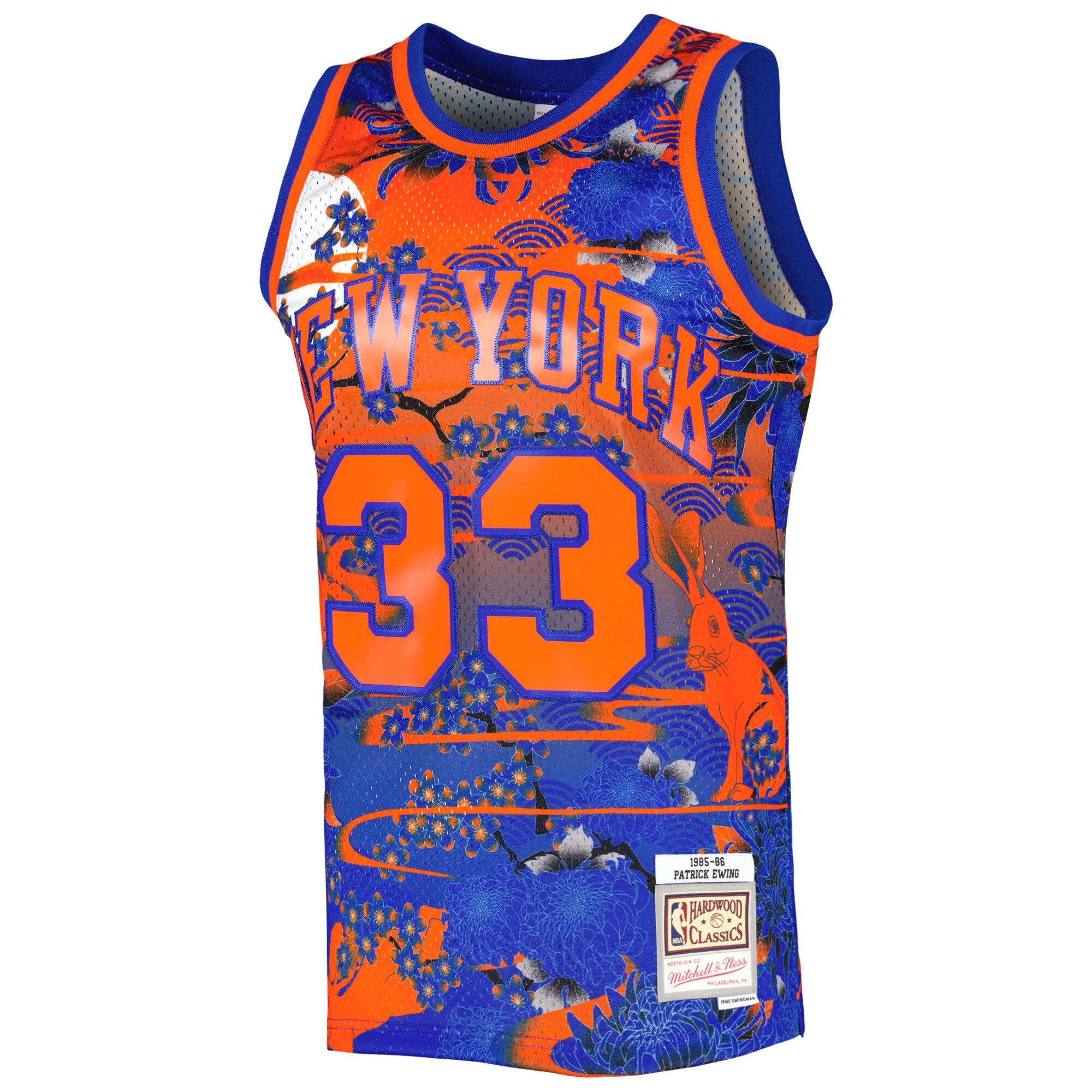Patrick Ewing New York Knicks Mitchell & Ness 1985\/86 Hardwood Classics Lunar New Year Swingman Jersey - Blue