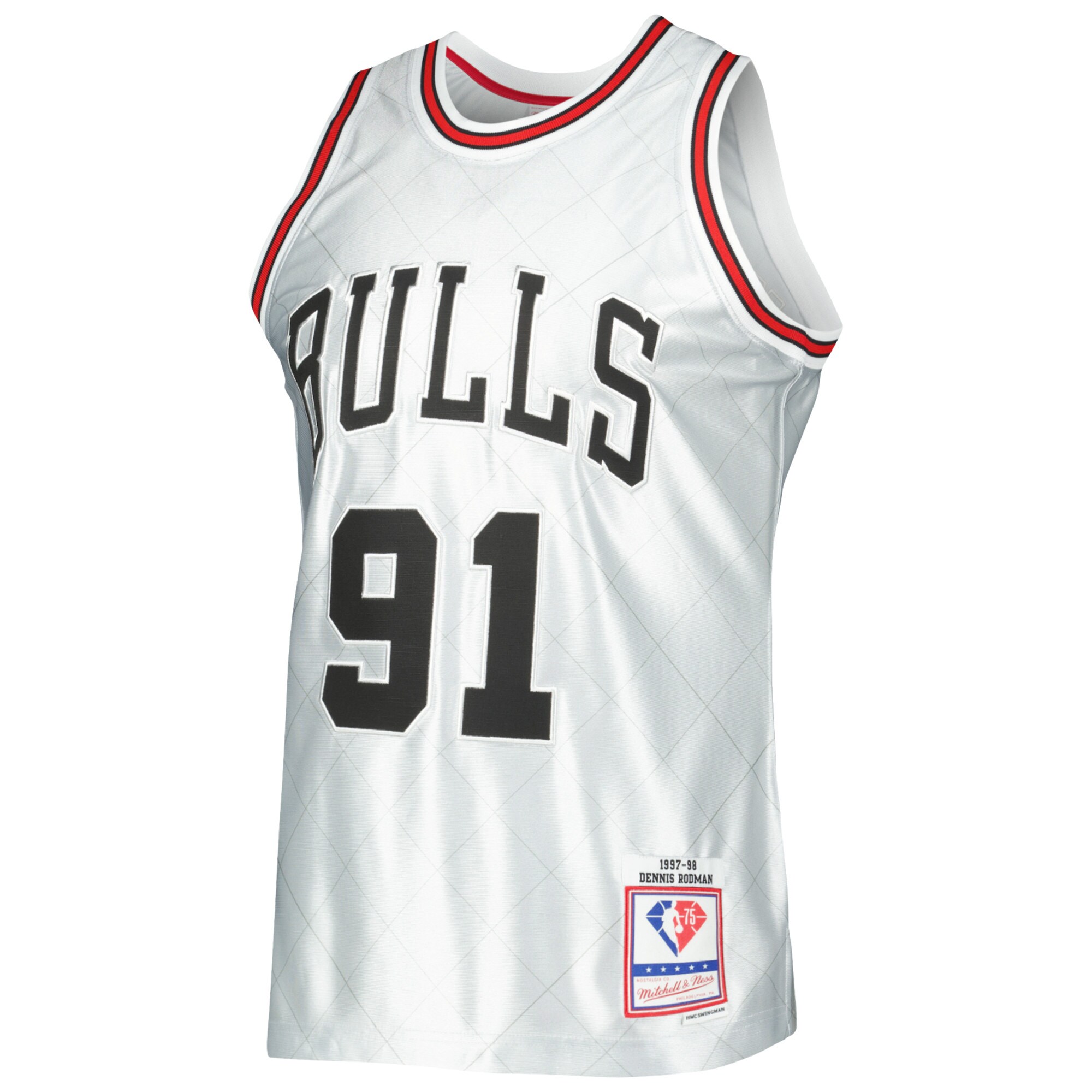 Dennis Rodman Chicago Bulls Mitchell & Ness 1997\/98 Hardwood Classics 75th Anniversary Swingman Jersey - Platinum
