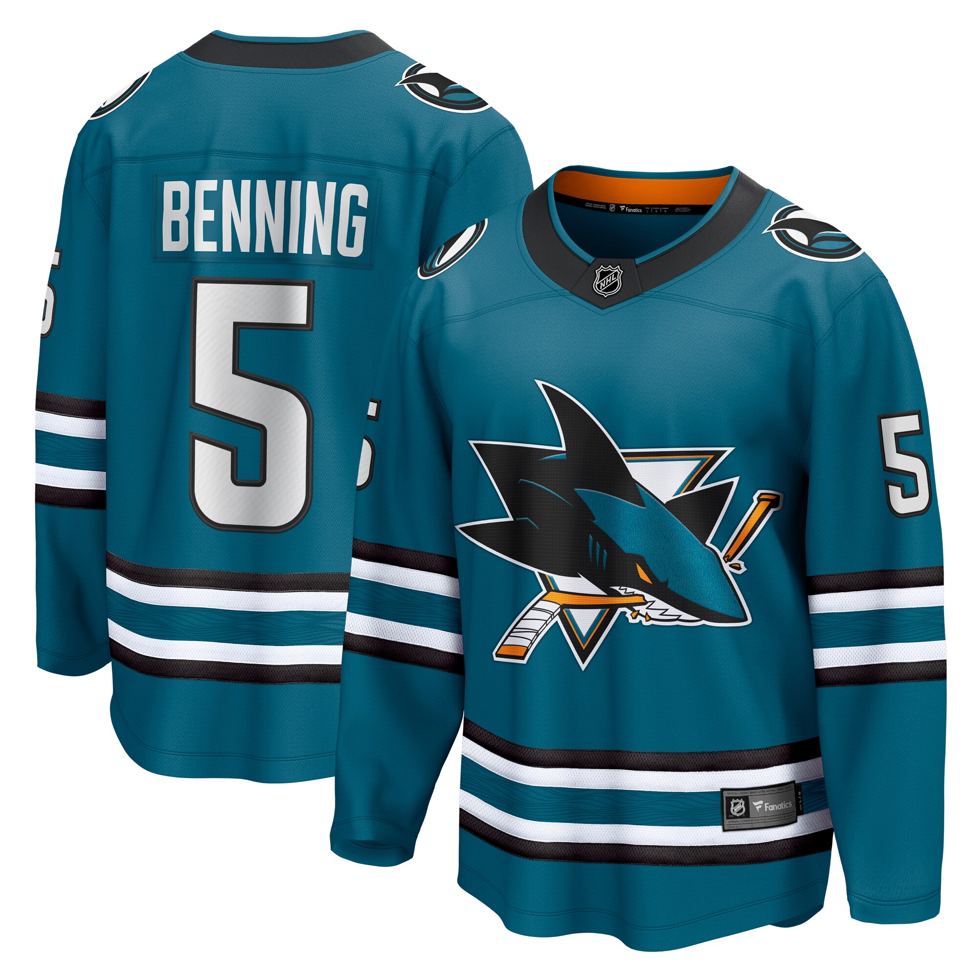 Matt Benning San Jose Sharks Fanatics Home Breakaway Jersey - Teal