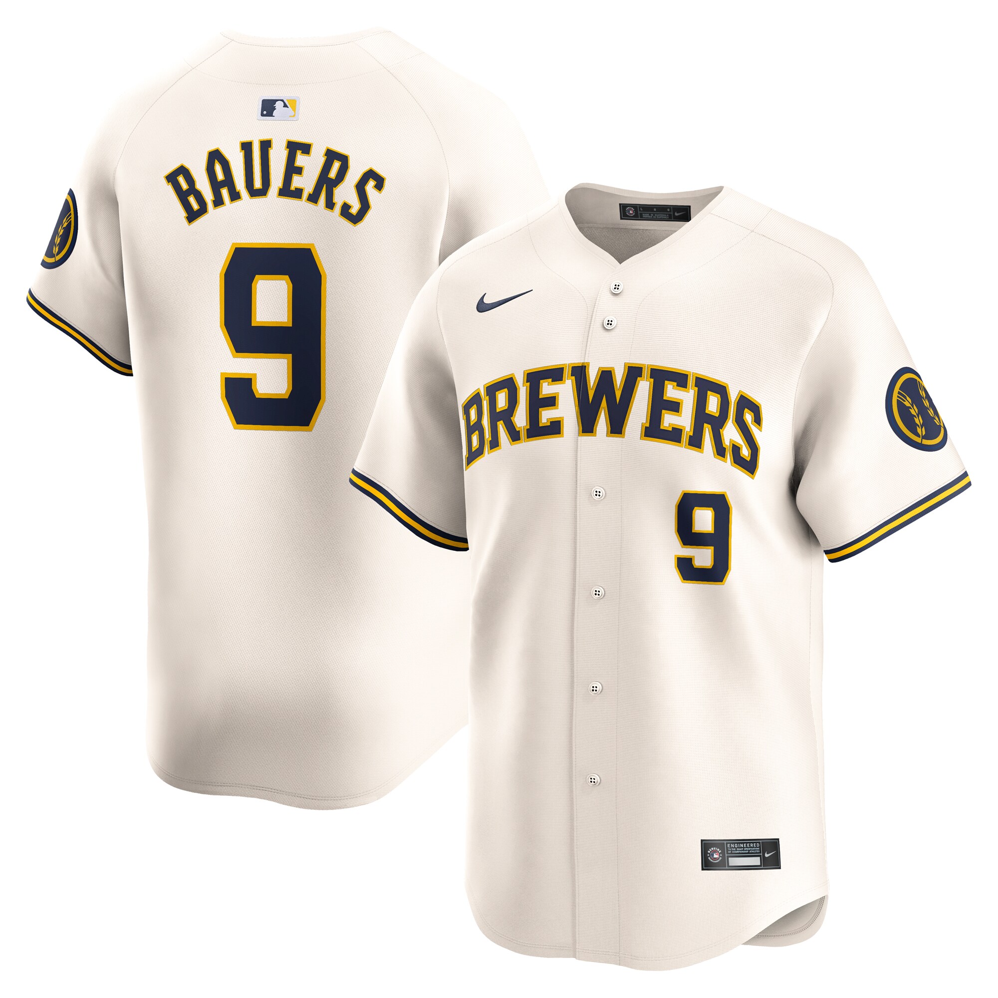Jake Bauers Milwaukee Brewers  Home Limited Player Jersey - Cream