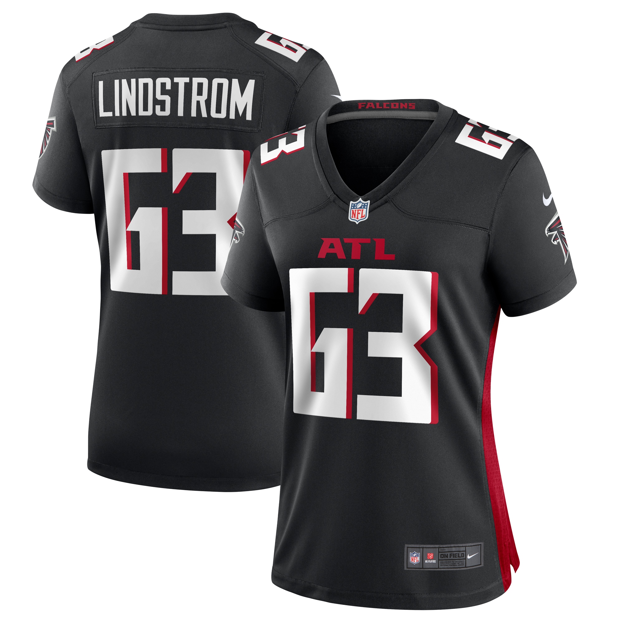 Chris Lindstrom Atlanta Falcons  Women's Team Game Jersey -  Black