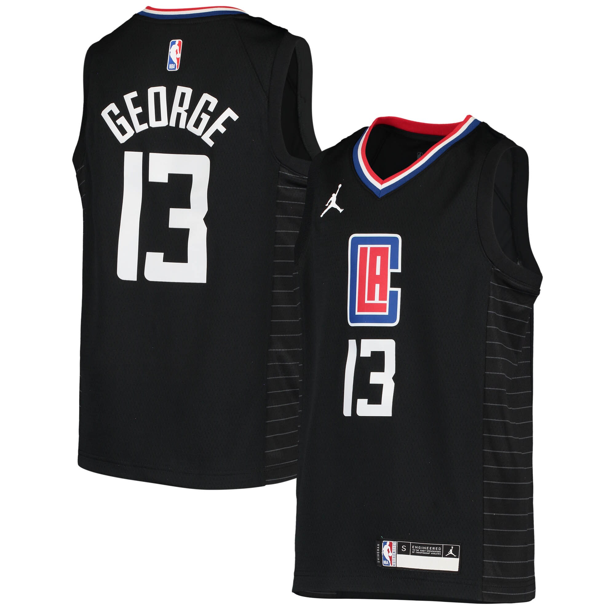 Paul George LA Clippers Jordan Brand Youth 2020\/21 Swingman Player Jersey - Black - Statement Edition