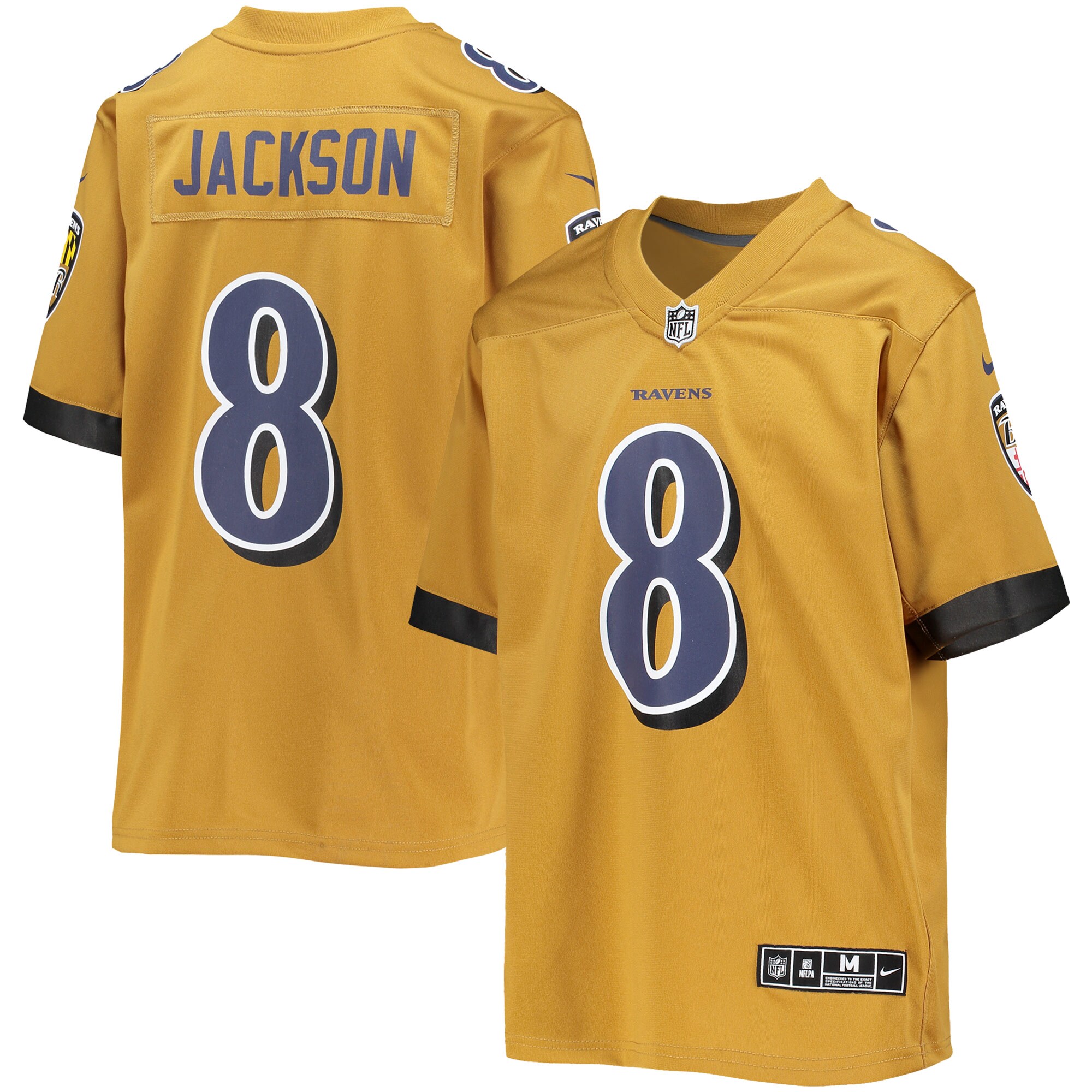 Lamar Jackson Baltimore Ravens  Youth Inverted Team Game Jersey - Gold