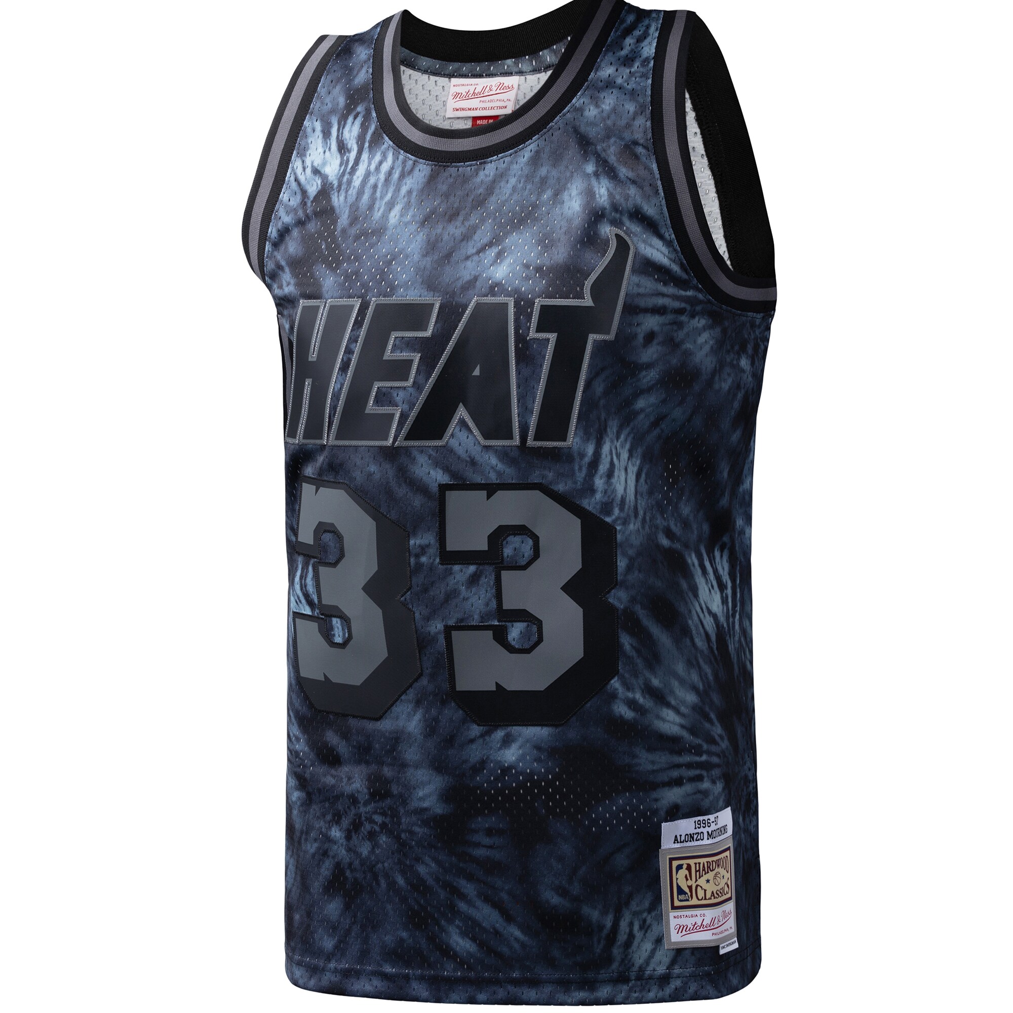 Alonzo Mourning Miami Heat Mitchell & Ness Hardwood Classics 1996\/97 Tie-Dye Swingman Jersey - Black