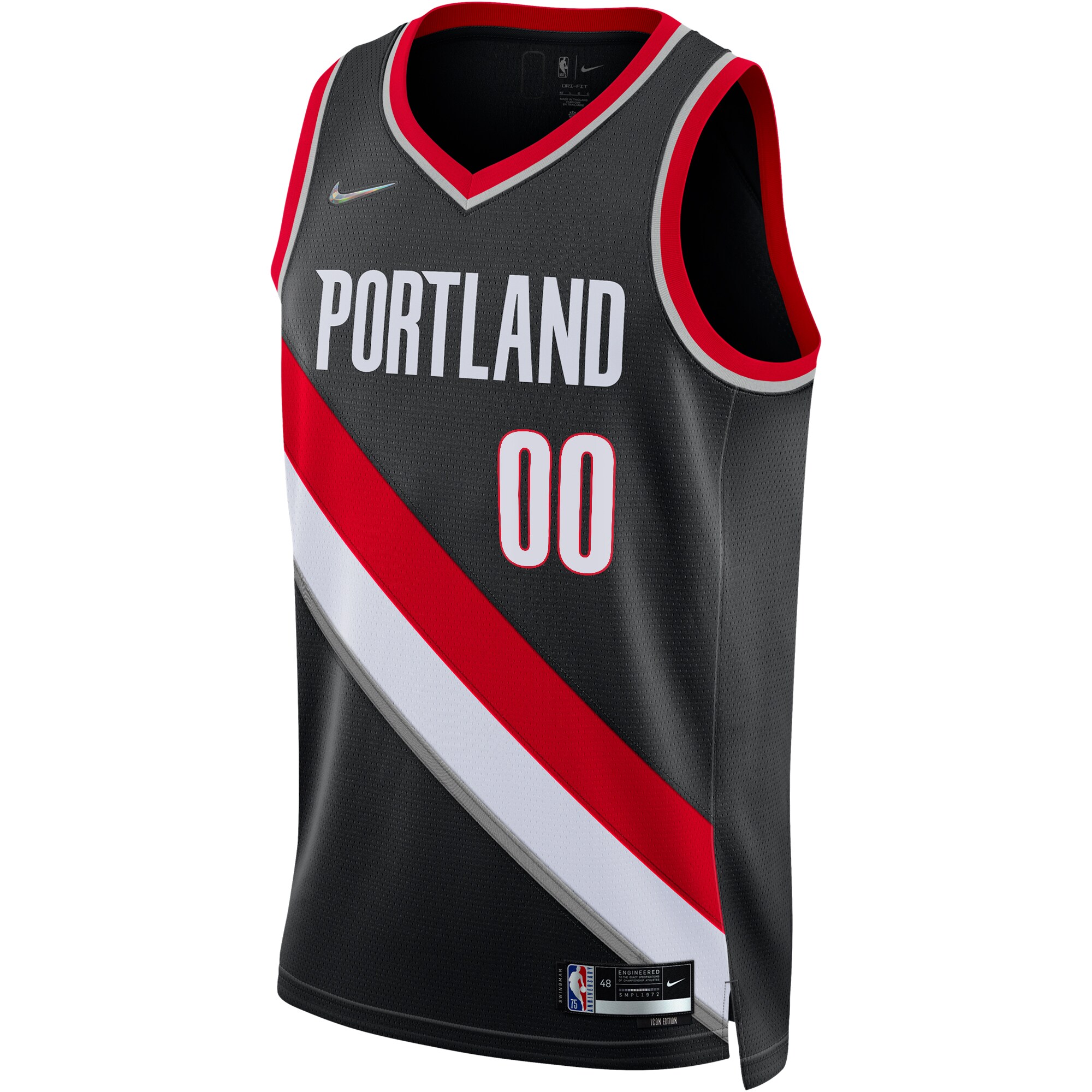 Portland Trail Blazers  2021\/22 Diamond Swingman Custom Jersey - Icon Edition - Black