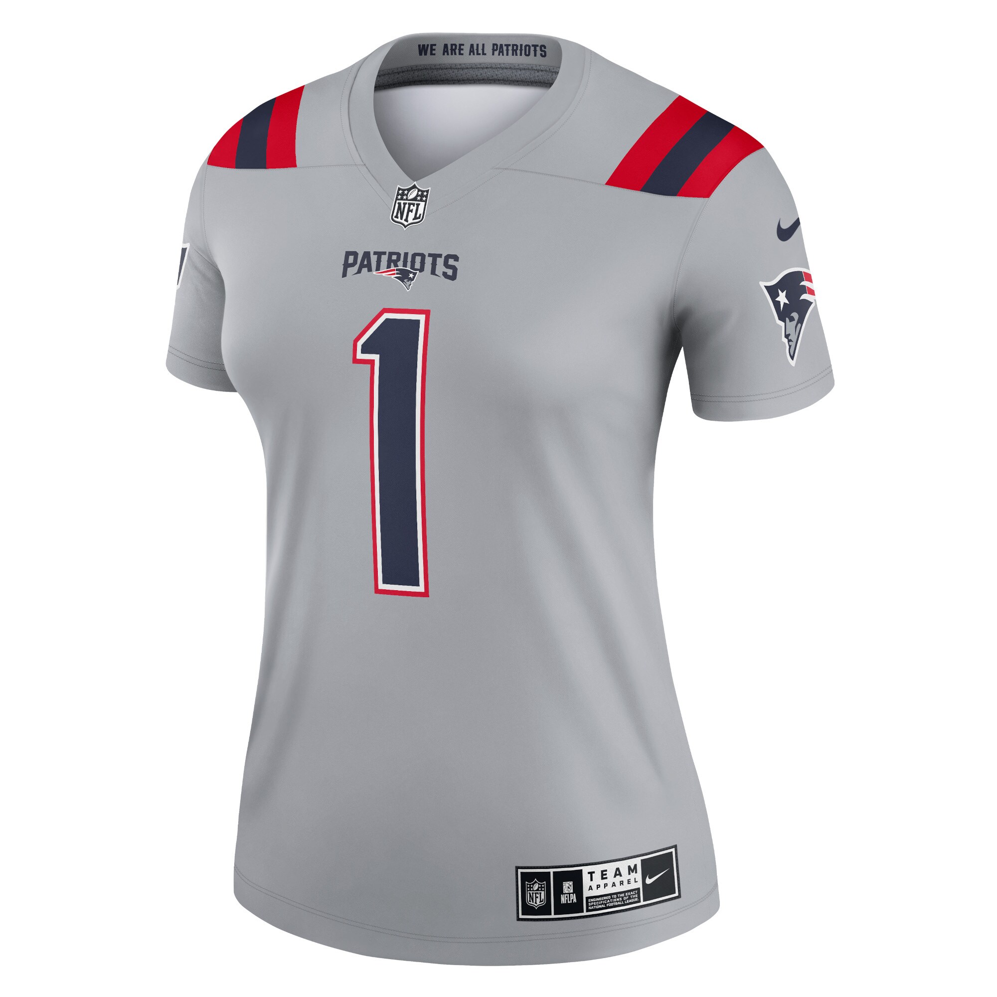 Cam Newton New England Patriots  Women's Inverted Legend Jersey - Gray