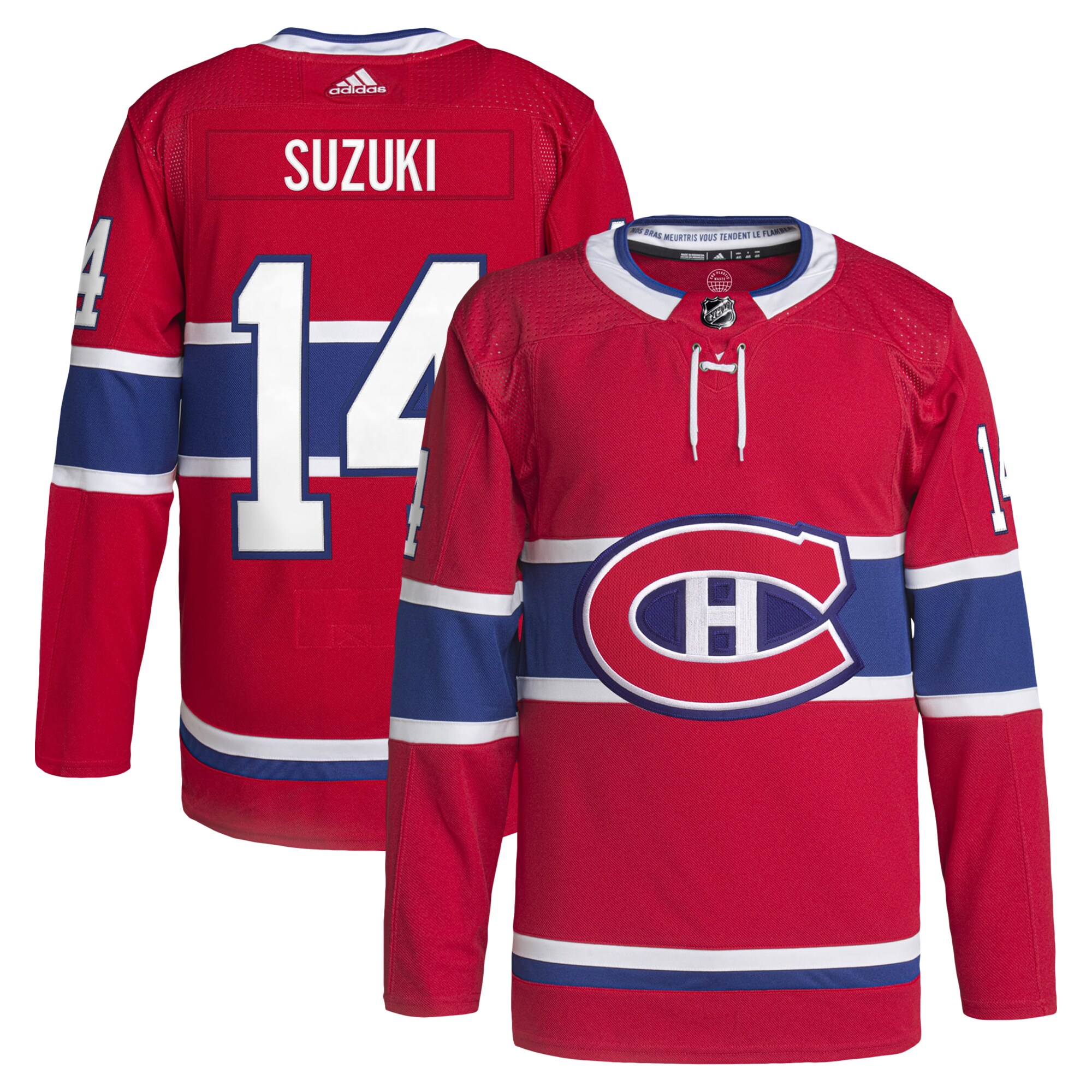 Nick Suzuki Montreal Canadiens adidas Home Primegreen Authentic Pro Player Jersey - Red
