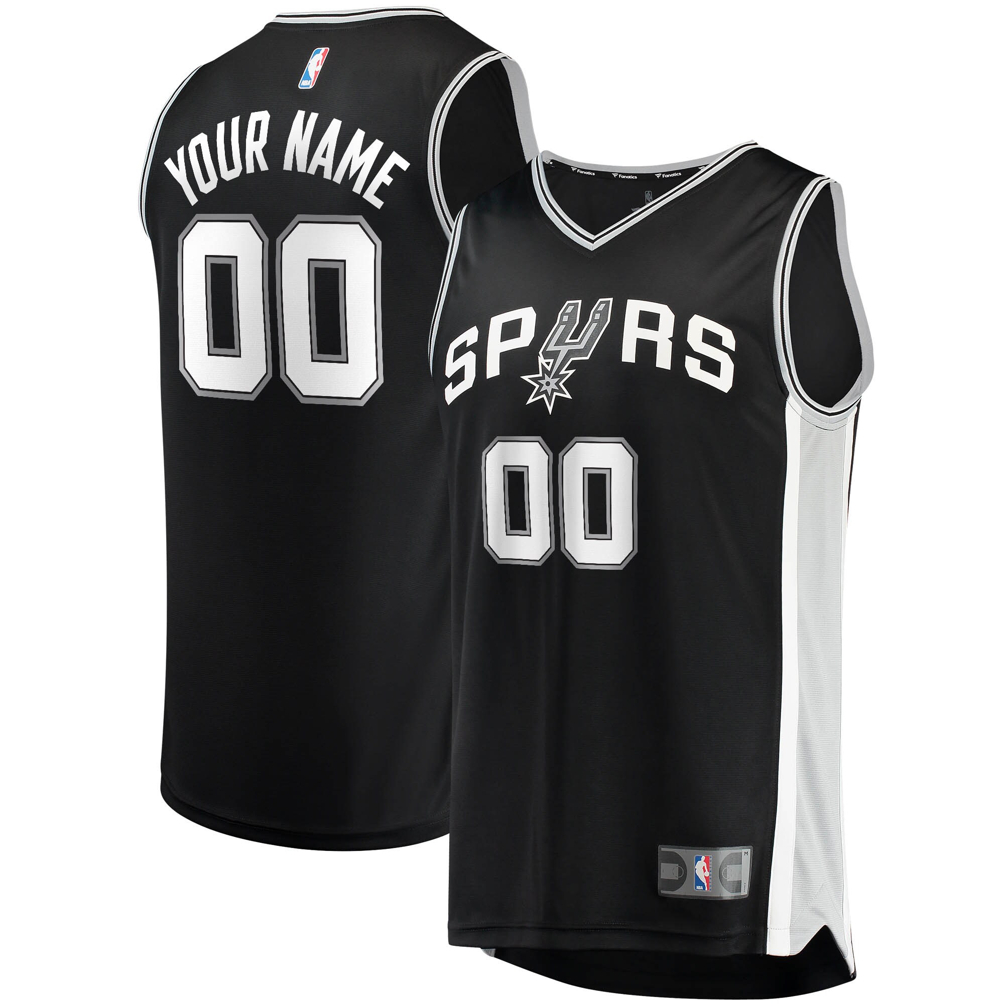 San Antonio Spurs Fanatics Youth Fast Break Custom Replica Jersey Black - Icon Edition