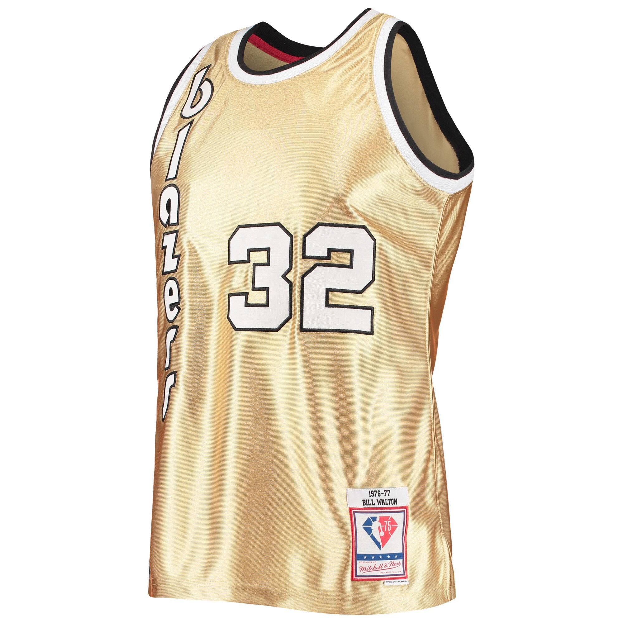 Bill Walton Portland Trail Blazers Mitchell & Ness 75th Anniversary 1976\/77 Hardwood Classics Swingman Jersey - Gold