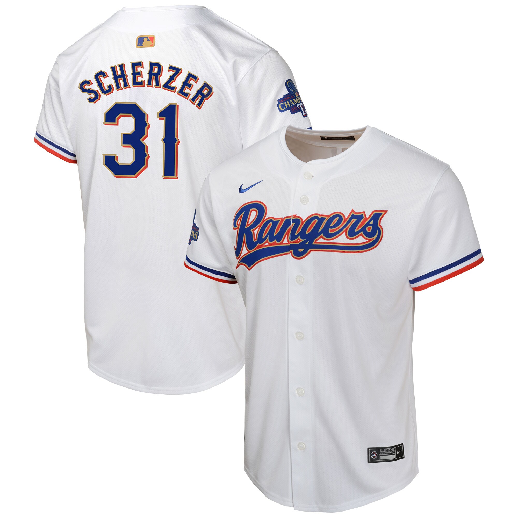 Max Scherzer Texas Rangers  Youth 2024 Gold Collection Limited Player Jersey\u00c2\u00a0\u00e2\u20ac\u201c White