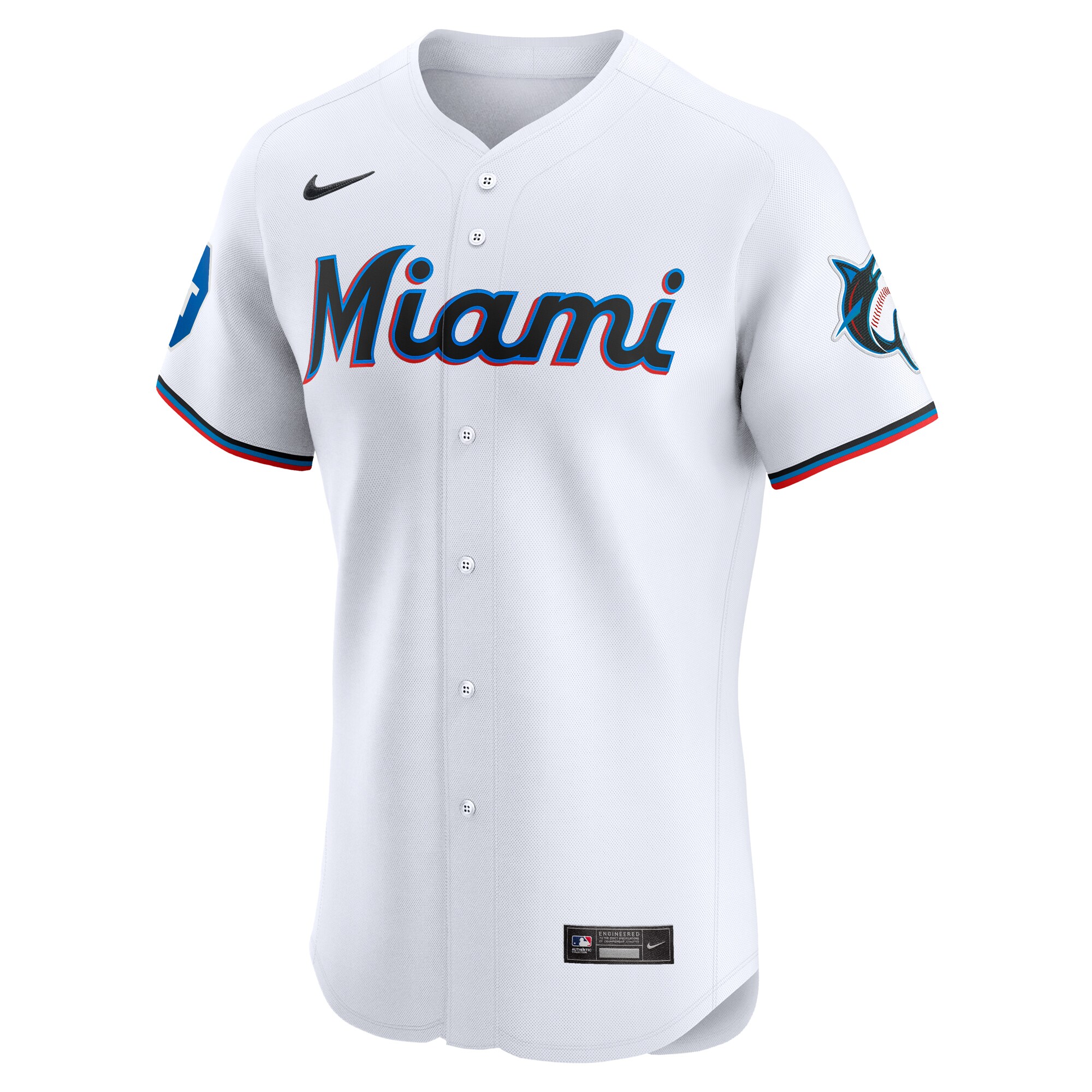 Miami Marlins  Home Elite Custom Patch Jersey - White