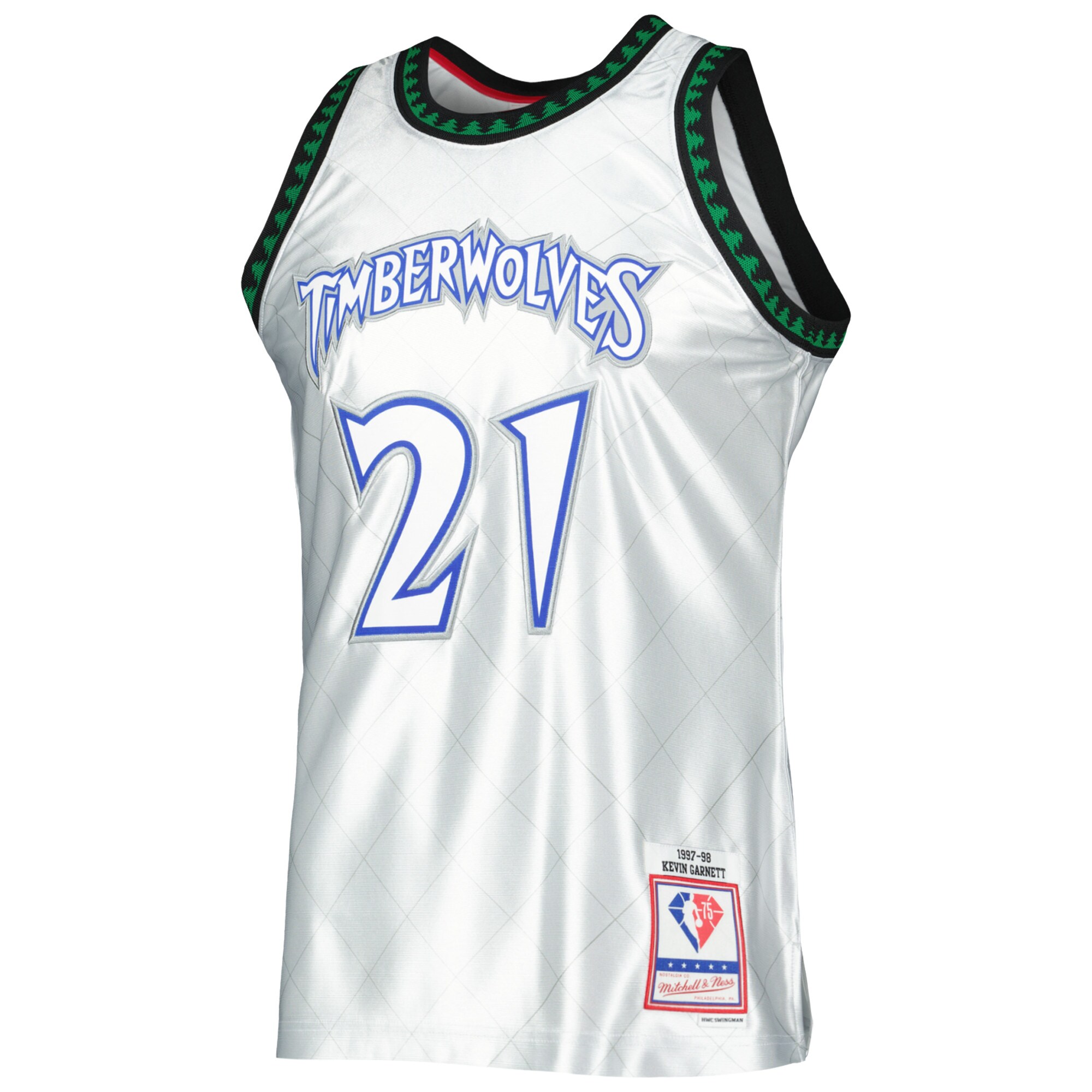 Kevin Garnett Minnesota Timberwolves Mitchell & Ness 1997\/98 Hardwood Classics 75th Anniversary Swingman Jersey - Platinum