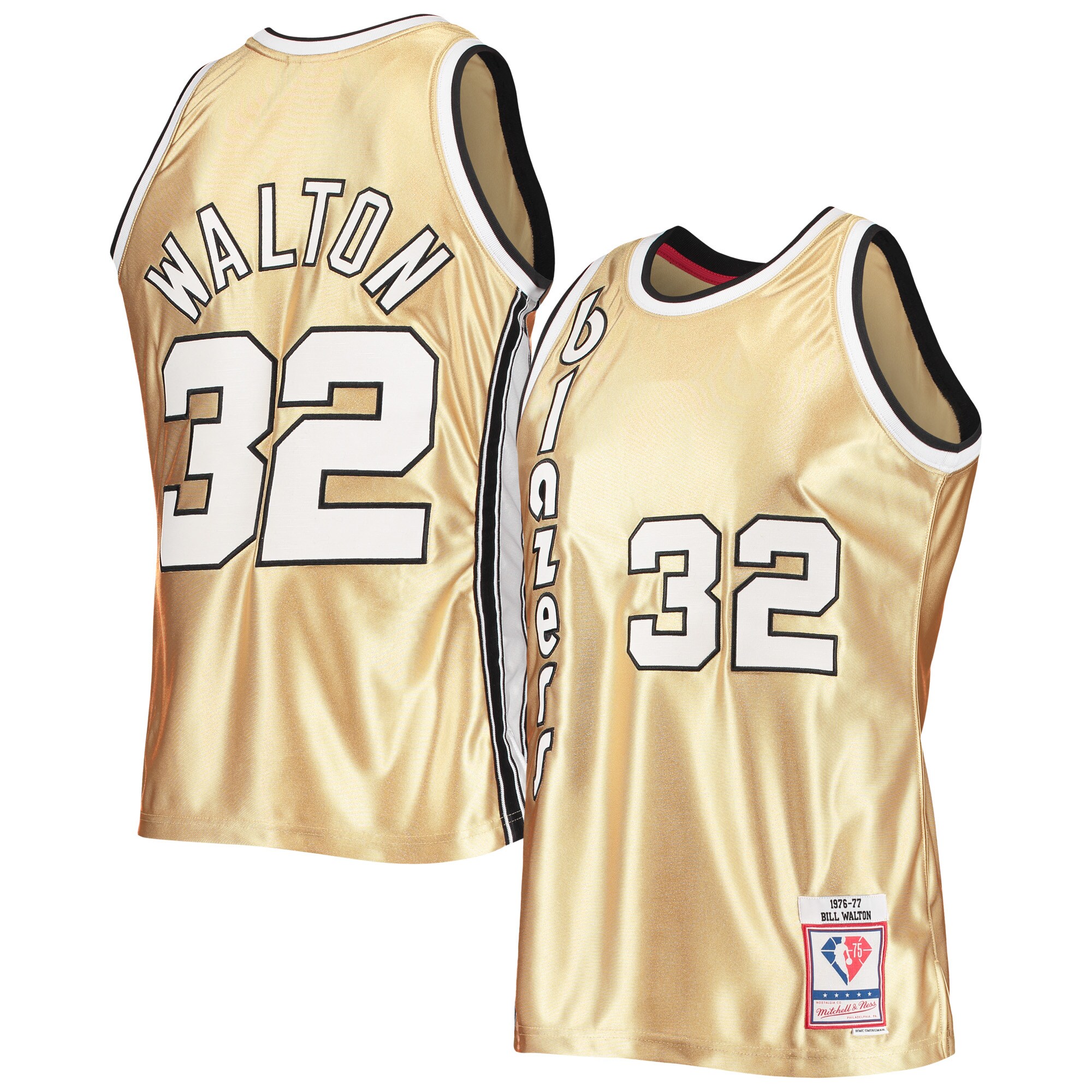 Bill Walton Portland Trail Blazers Mitchell & Ness 75th Anniversary 1976\/77 Hardwood Classics Swingman Jersey - Gold