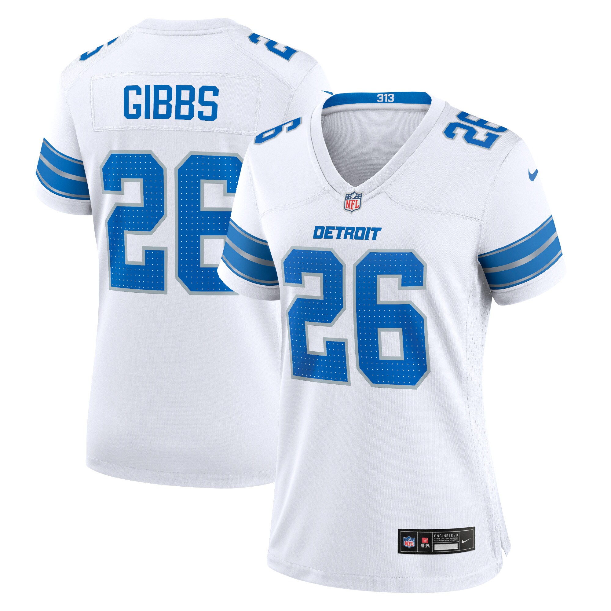 Jahmyr Gibbs Detroit Lions  Women's Game Jersey - White