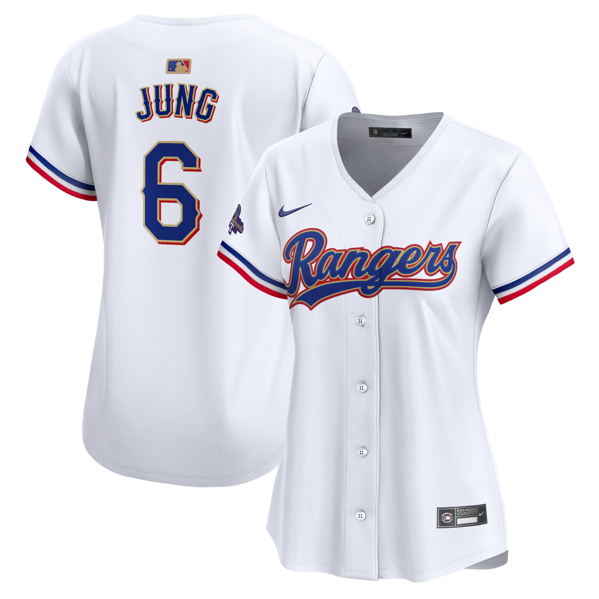 Josh Jung Texas Rangers  Women's 2024 Gold Collection Limited Player Jersey\u00c2\u00a0\u00e2\u20ac\u201c White