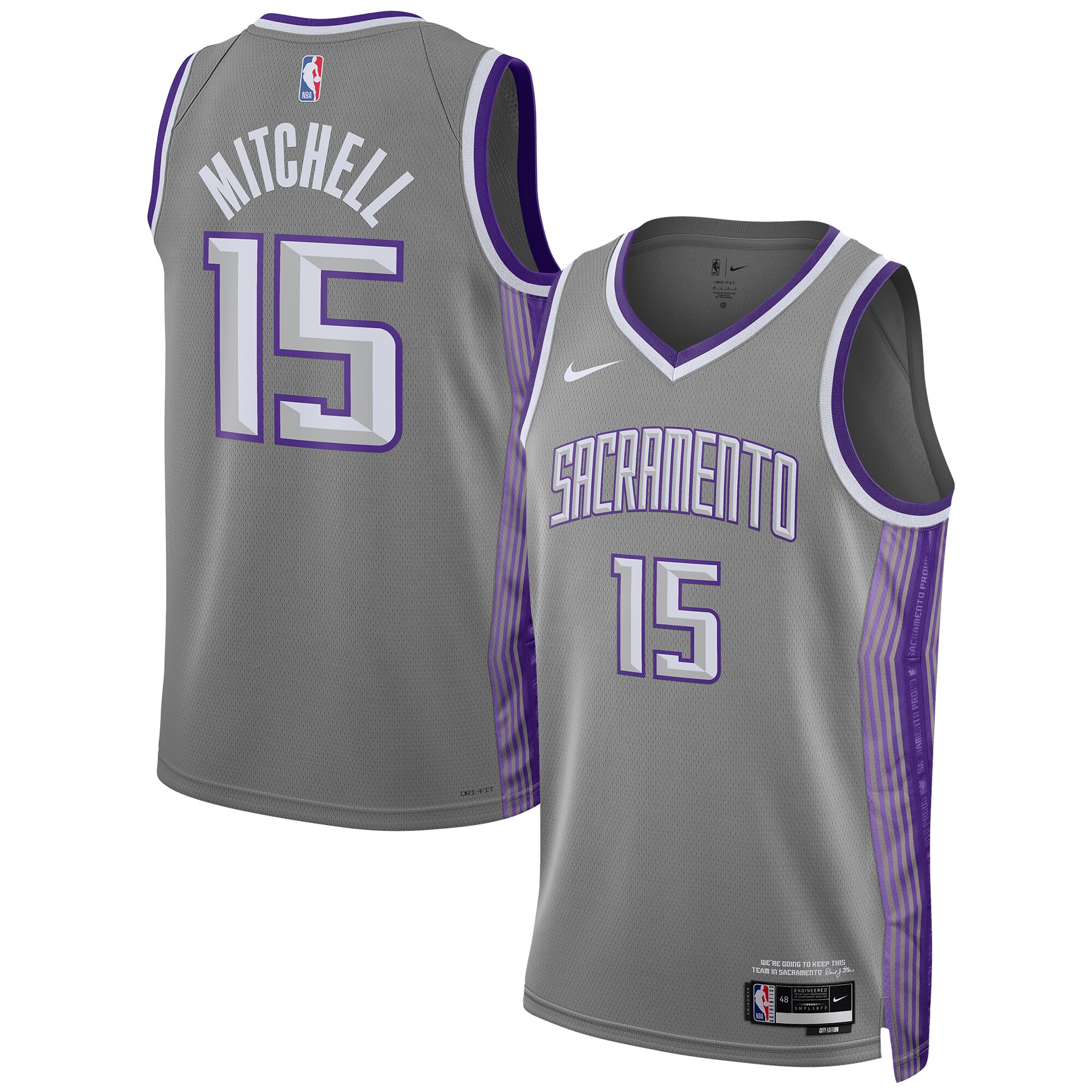 Davion Mitchell Sacramento Kings  Unisex 2022\/23 Swingman Jersey - City Edition - Anthracite