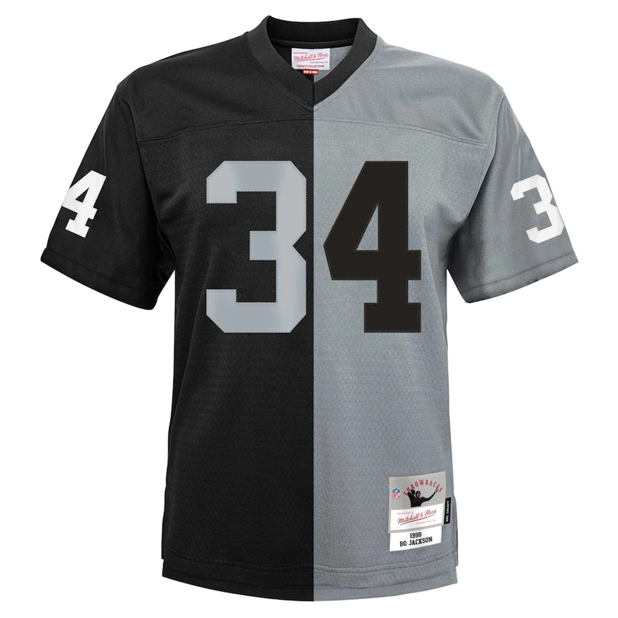 Bo Jackson Las Vegas Raiders Mitchell & Ness Youth Split Legacy Jersey - Black\/Silver