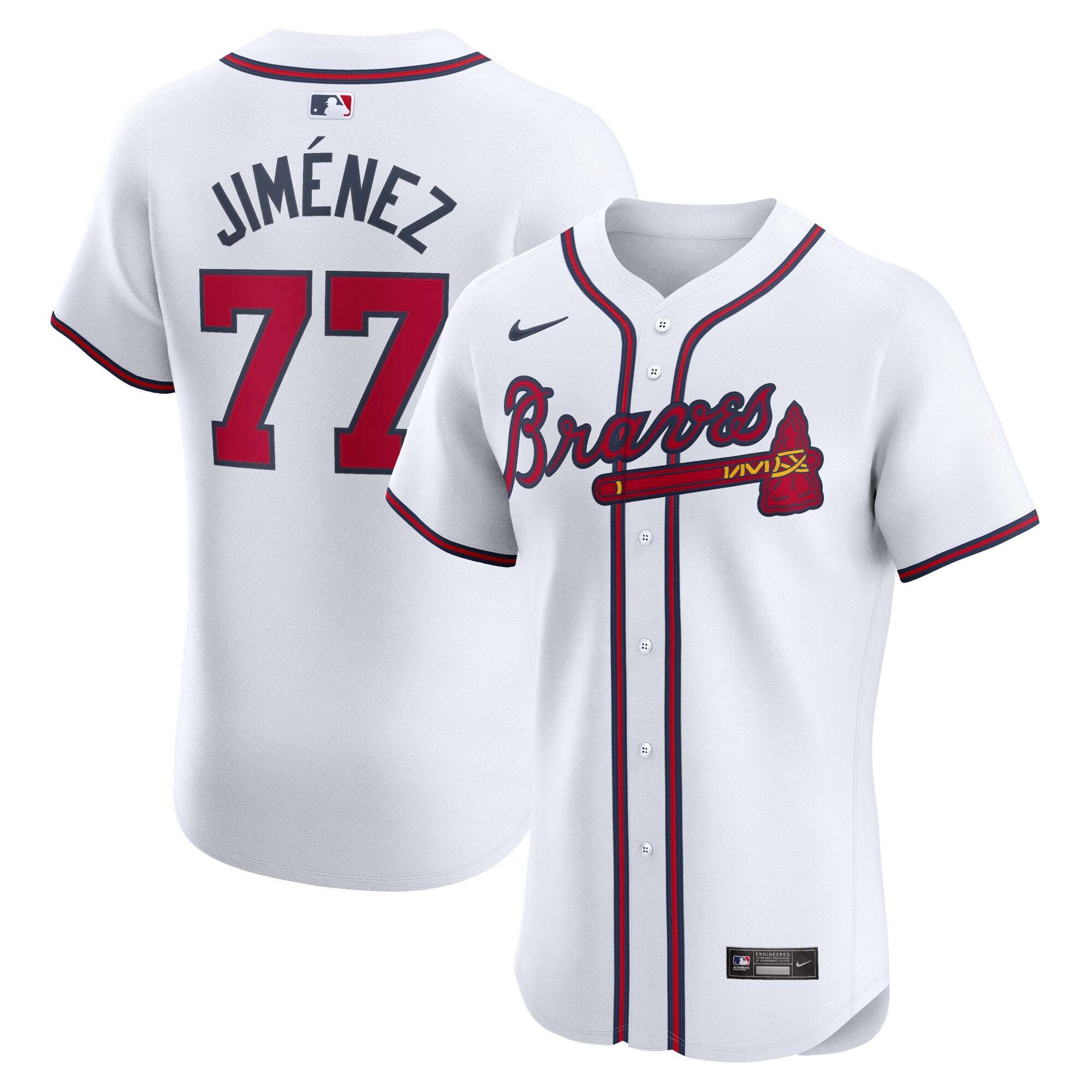Joe Jimenez Atlanta Braves  Home Elite Player Jersey - White