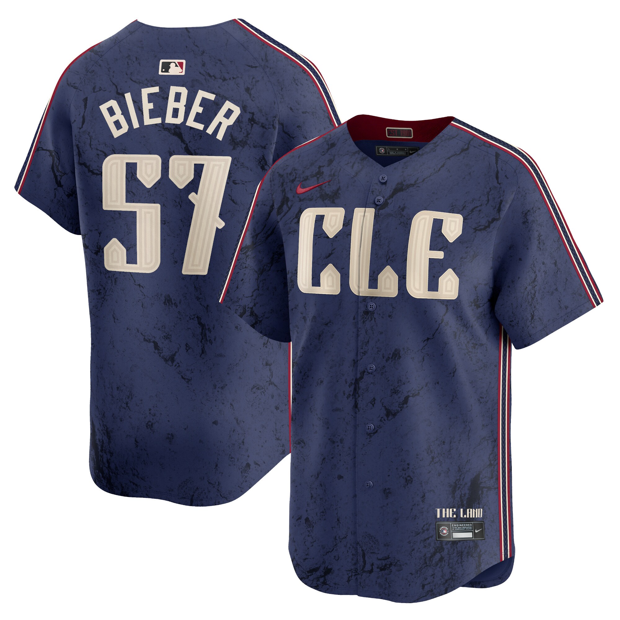 Shane Bieber Cleveland Guardians  2024 City Connect Limited Jersey - Navy