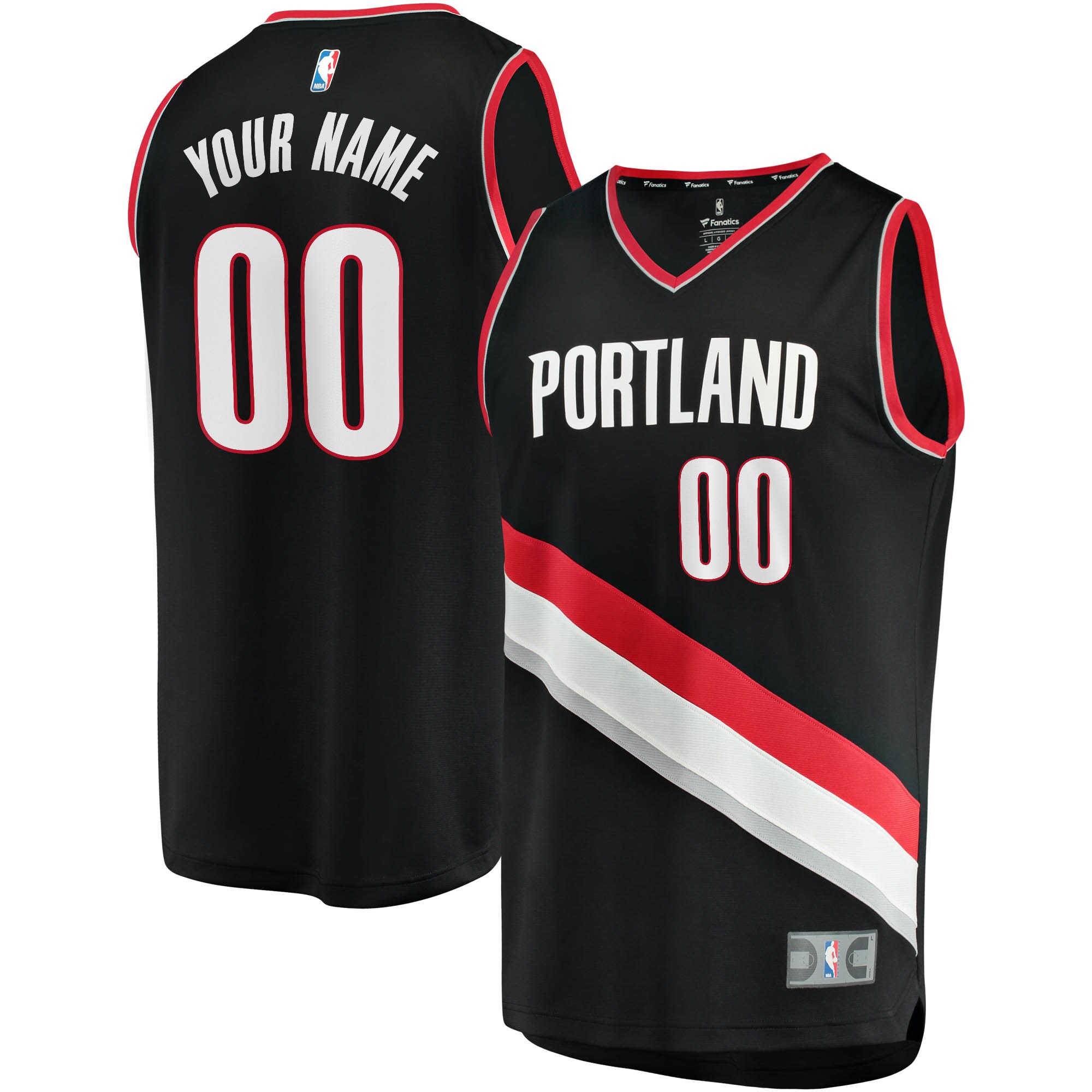 Portland Trail Blazers Fanatics Fast Break Custom Replica Jersey Black - Icon Edition