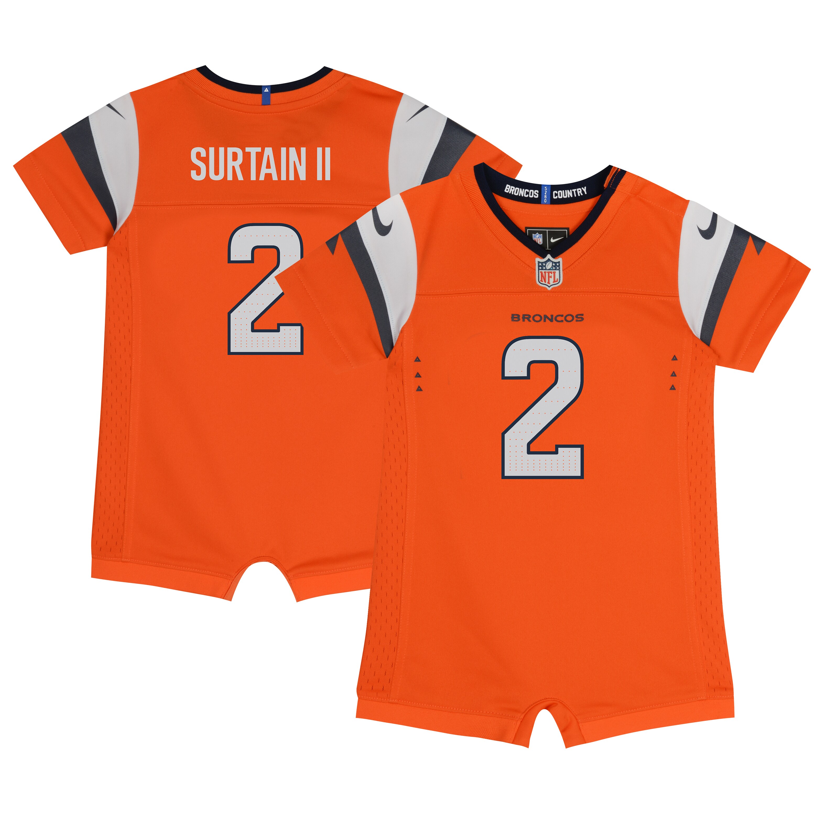 Patrick Surtain II Denver Broncos  Newborn & Infant Game Romper Jersey - Orange