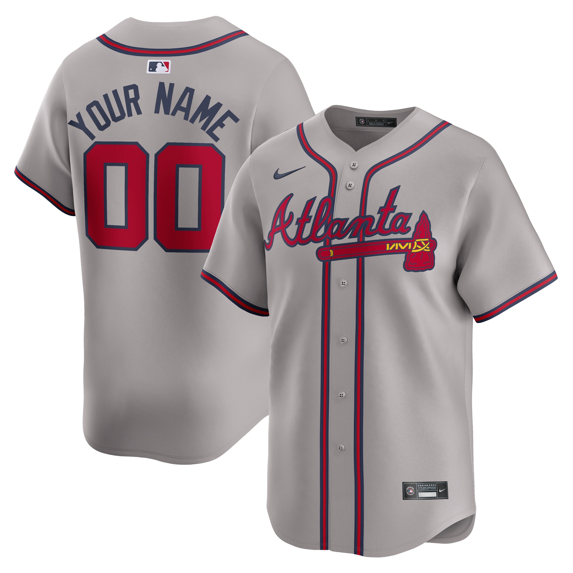 Atlanta Braves  Away Limited Custom Jersey - Gray