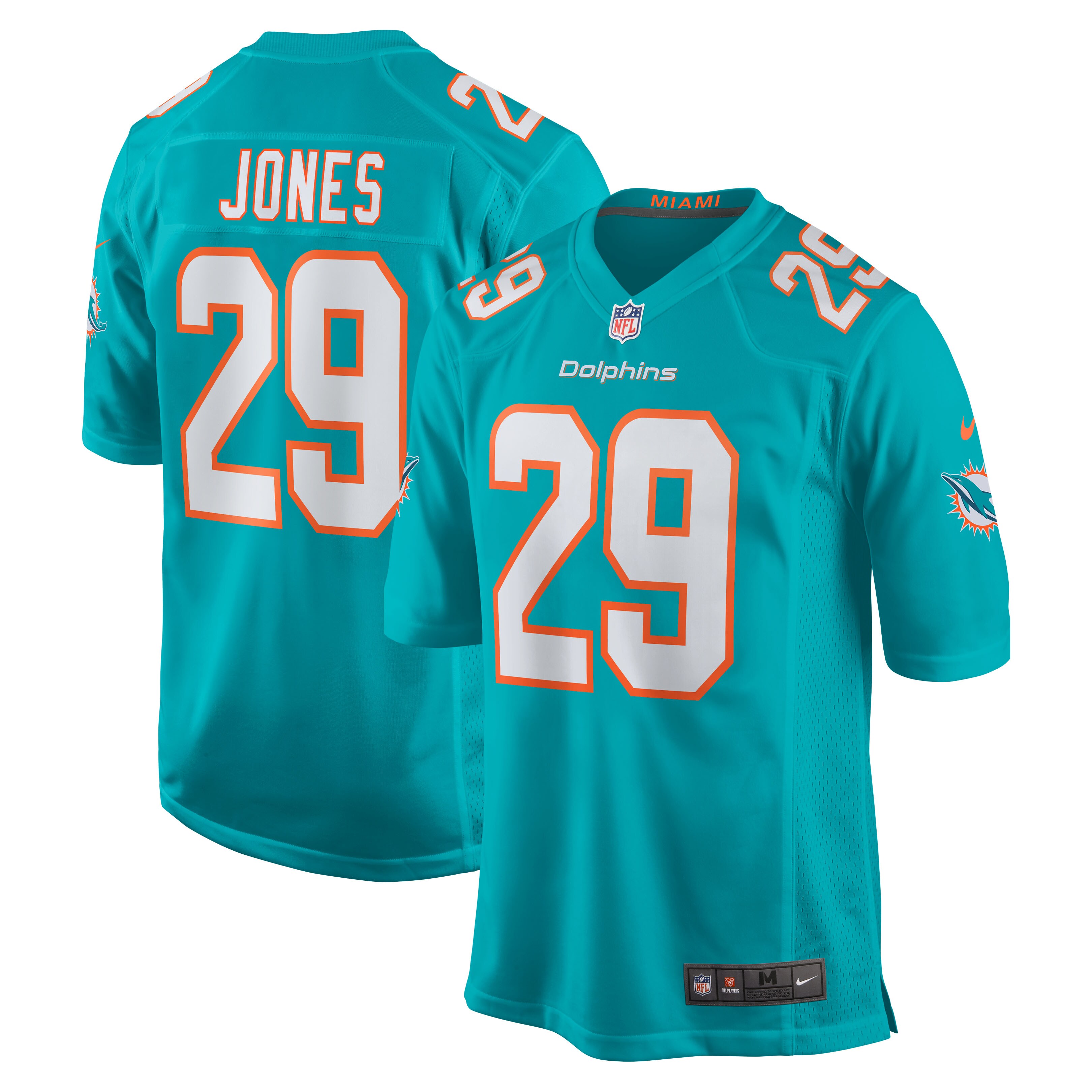 Brandon Jones Miami Dolphins  Team Game Jersey - Aqua