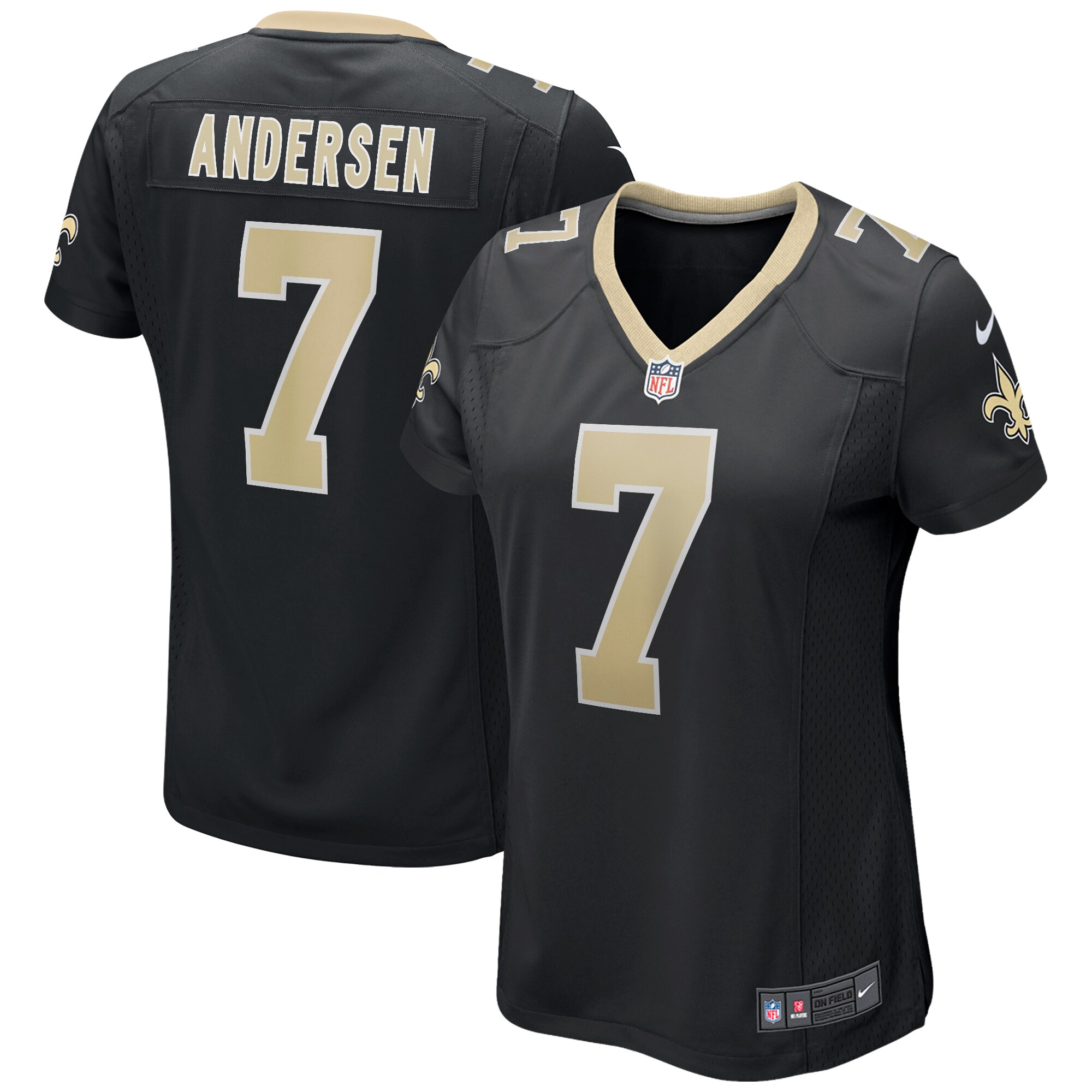 Morten Andersen New Orleans Saints  Women's Game Retired Player Jersey - Black