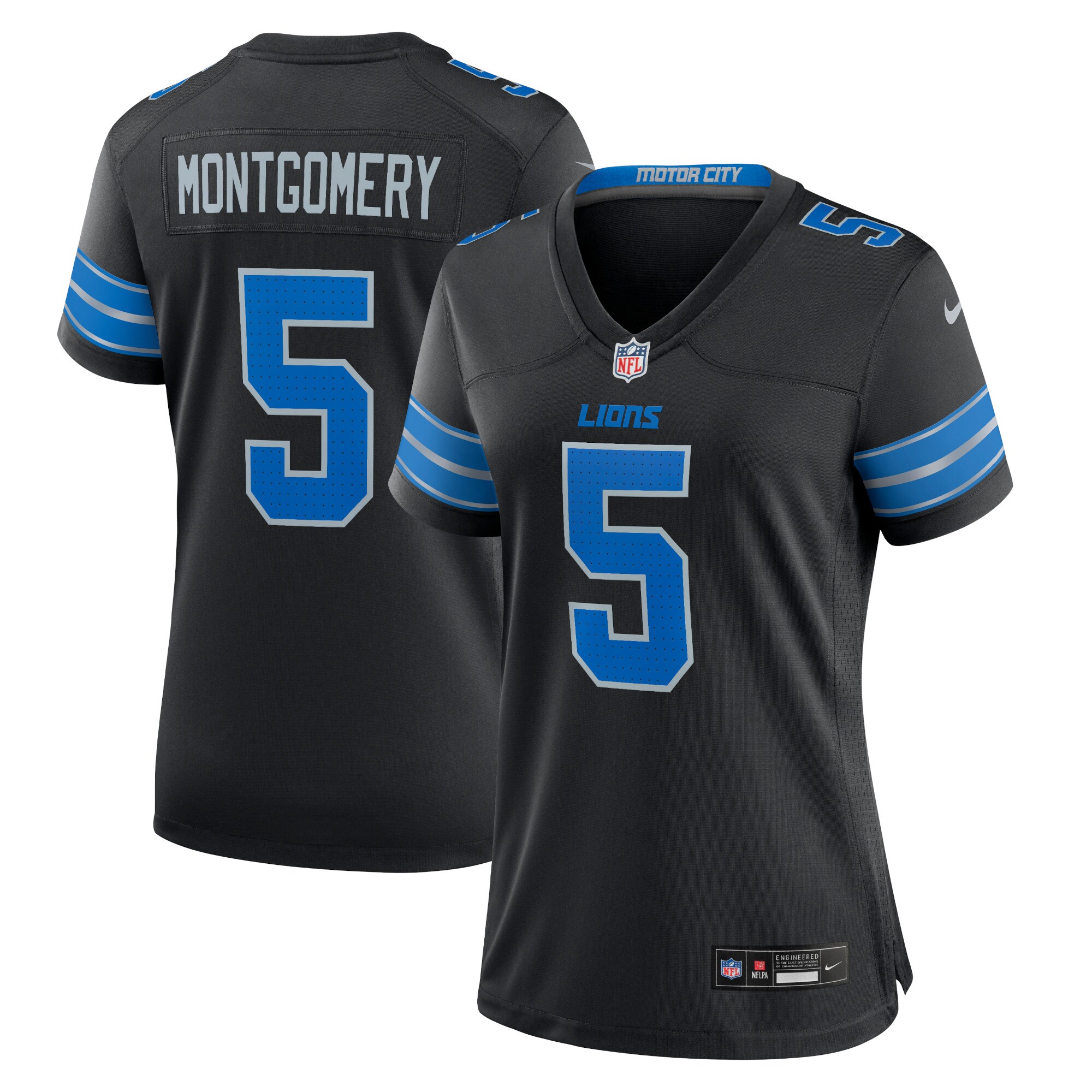 David Montgomery Detroit Lions  Women's 2nd Alternate Game Jersey - Black