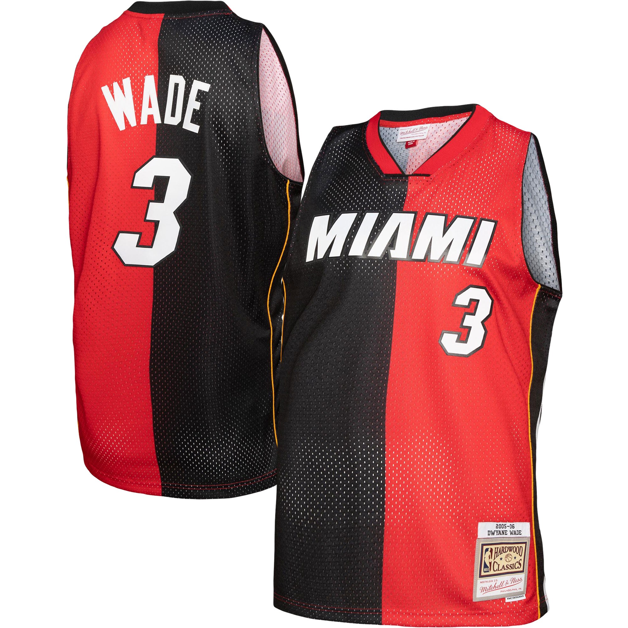 Dwyane Wade Miami Heat Mitchell & Ness Hardwood Classics 2005\/06 Split Swingman Jersey - Black\/Red