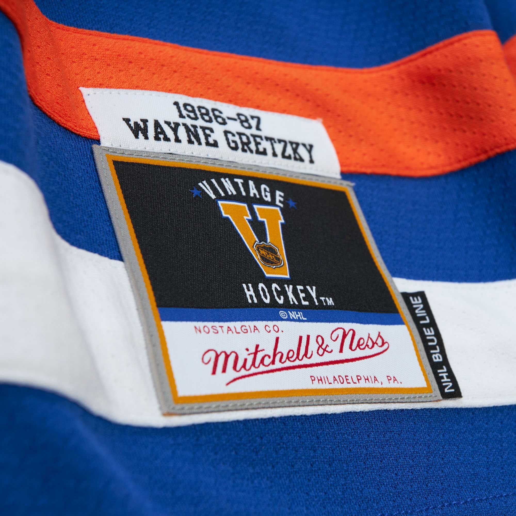 Wayne Gretzky Edmonton Oilers Mitchell & Ness Captain Patch 1986\/87 Blue Line Player Jersey - Royal