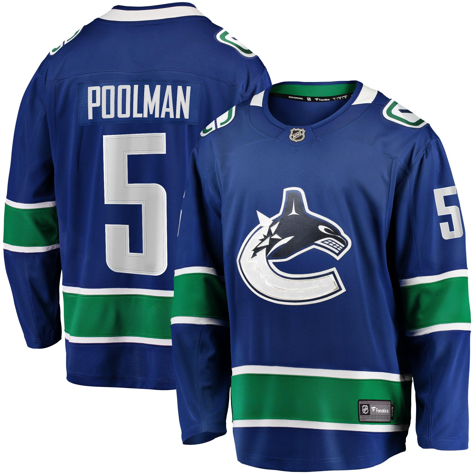 Tucker Poolman Vancouver Canucks Fanatics Home Premier Breakaway Player Jersey - Blue