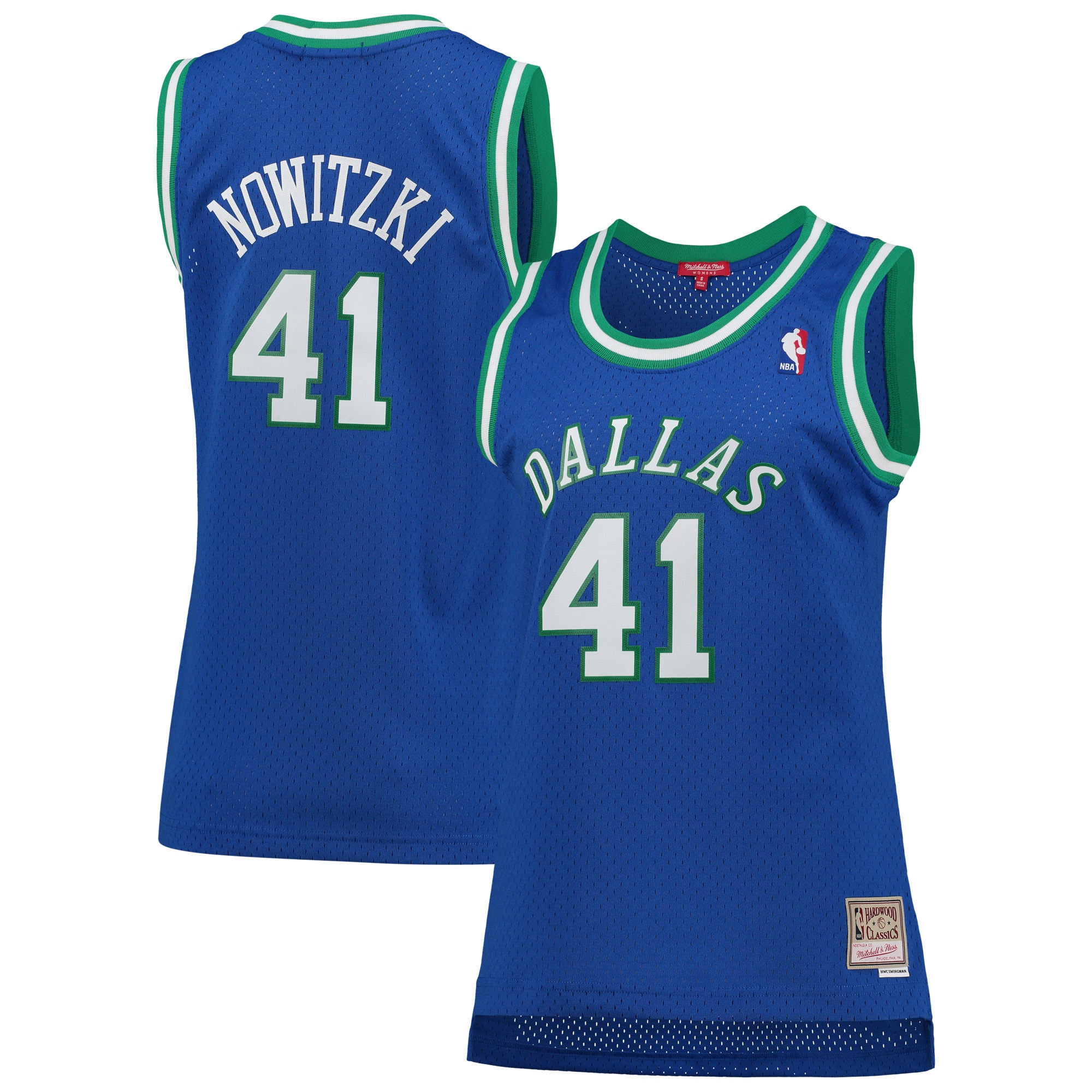 Dirk Nowitzki Dallas Mavericks Mitchell & Ness Women's  Hardwood Classics Swingman Jersey - Blue