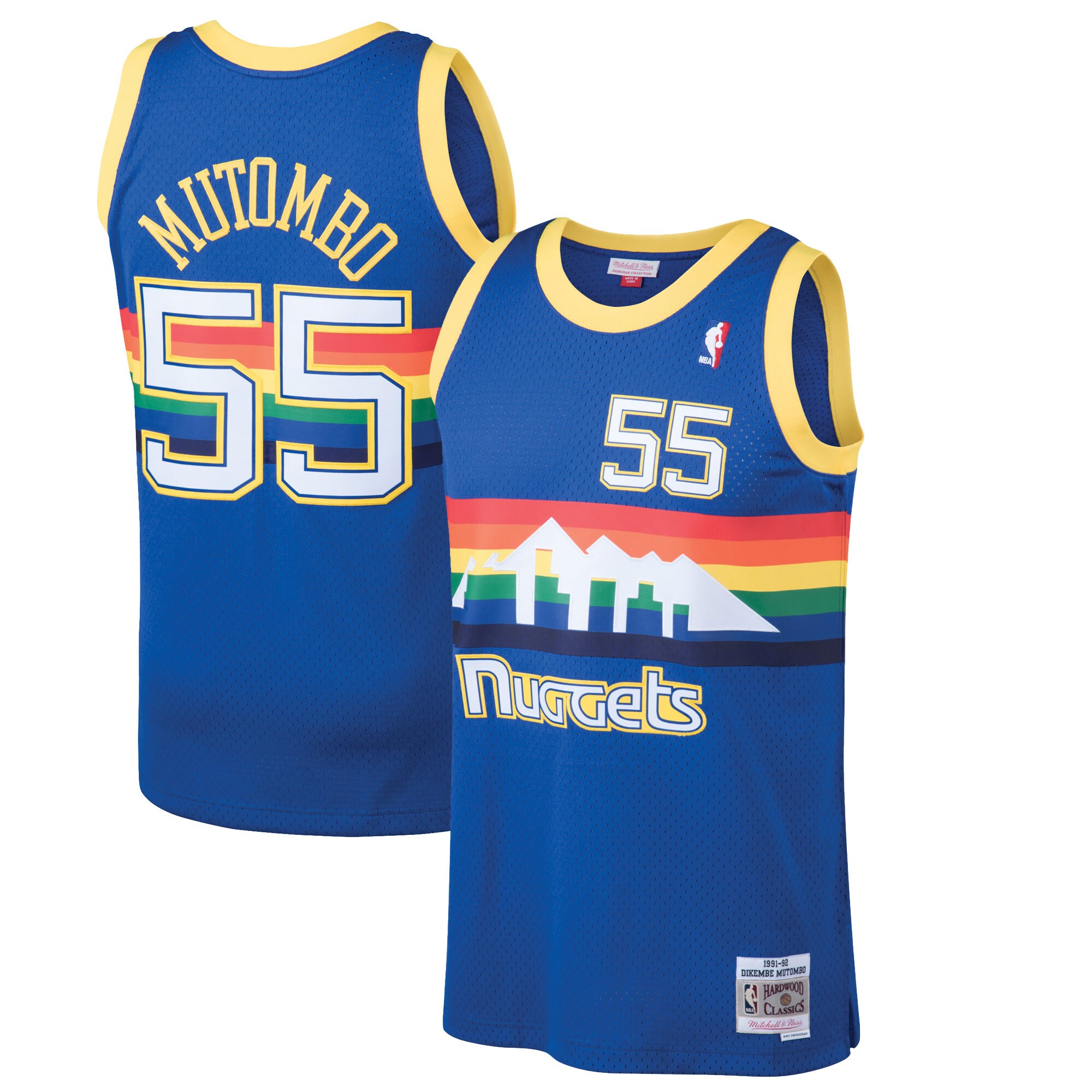 Dikembe Mutombo Denver Nuggets Mitchell & Ness 1991\/92 Hardwood Classics Swingman Jersey - Blue