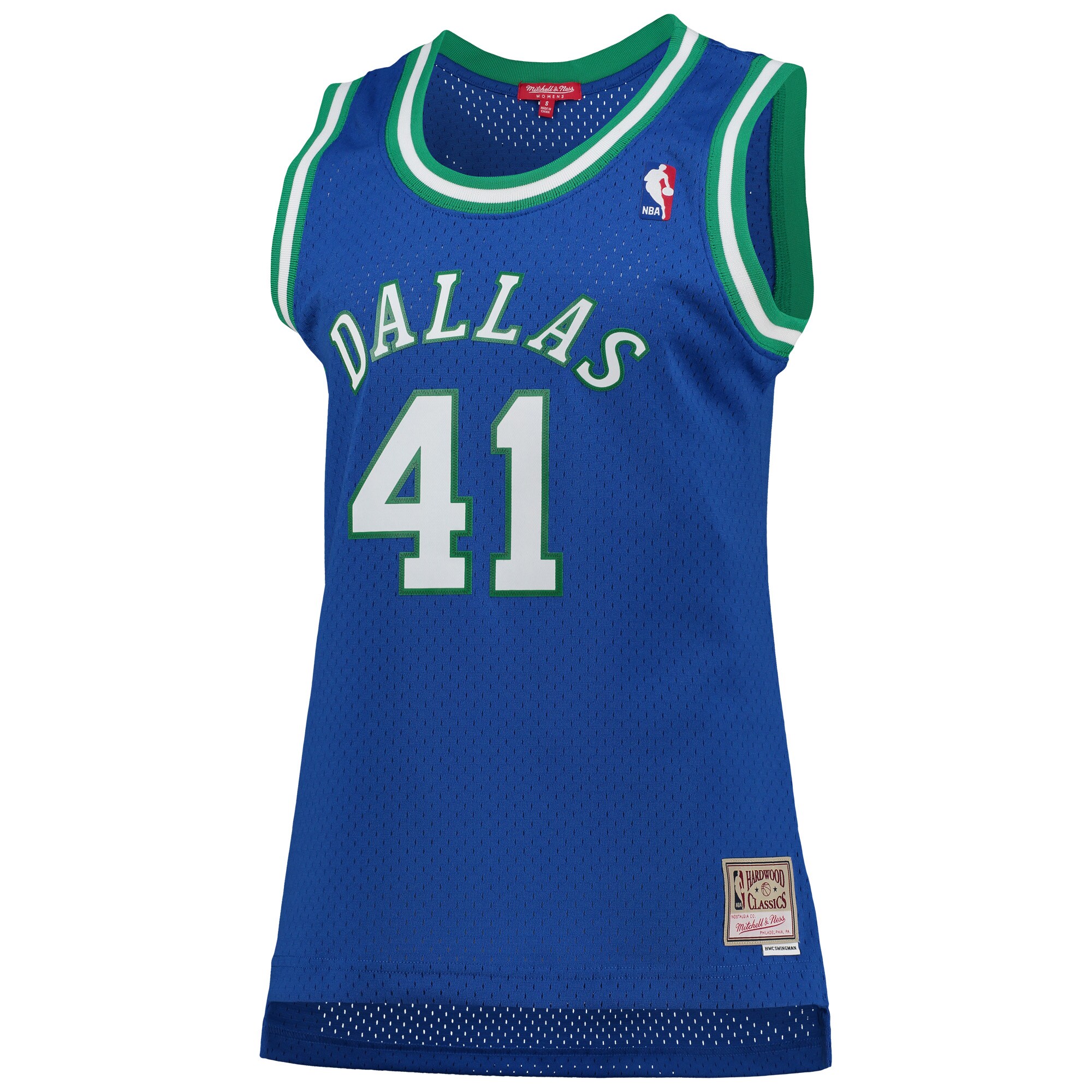 Dirk Nowitzki Dallas Mavericks Mitchell & Ness Women's  Hardwood Classics Swingman Jersey - Blue